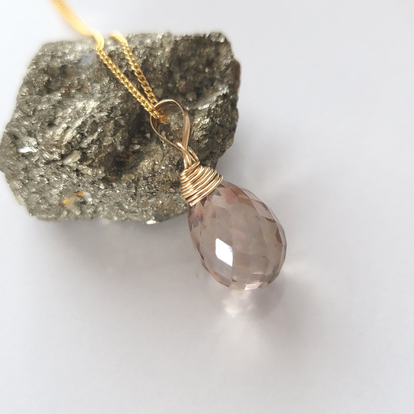 Mystic quartz necklace crystal 14k gold filled handmade