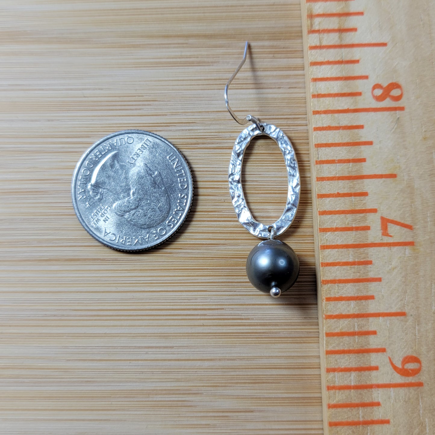 Tahitian Pearl Earrings Dangle Drop Statement in Sterling Silver June Birthstone Black South Sea Pearl
