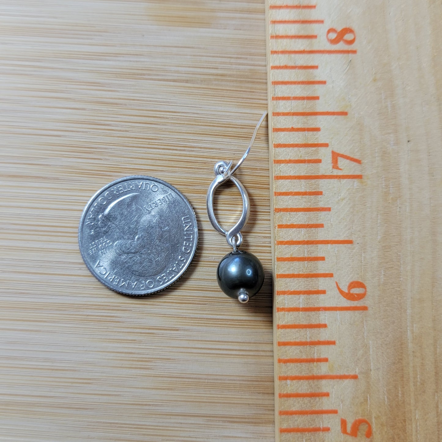 Tahitian Pearl Earrings Sterling Silver Drop Dangle Earrings June Birthstone Black South Sea Pearl