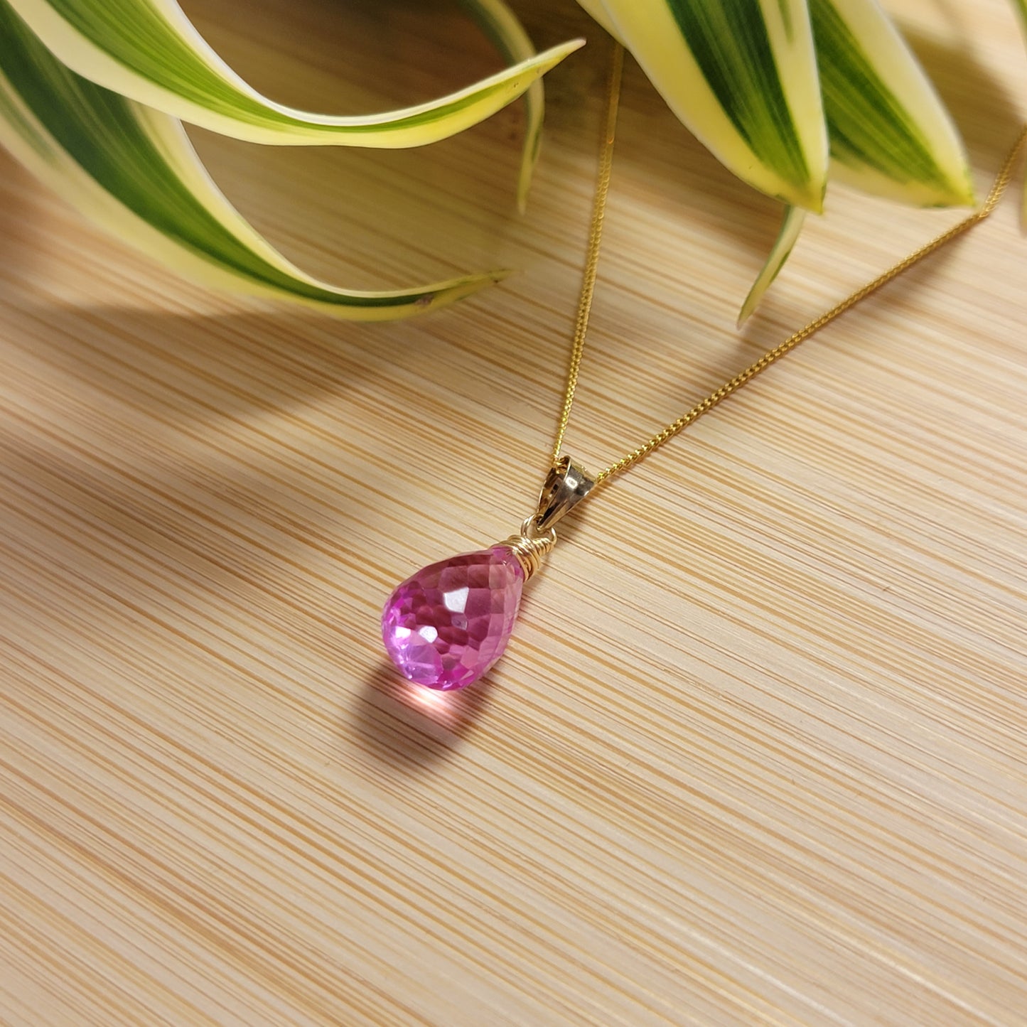 Pink Sapphire Necklace Genuine Gemstone Handmade Briolette September Birthstone
