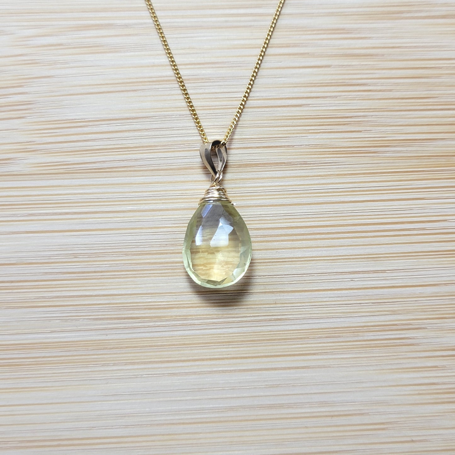 Lemon quartz necklace handmade 14k gold filled crystal