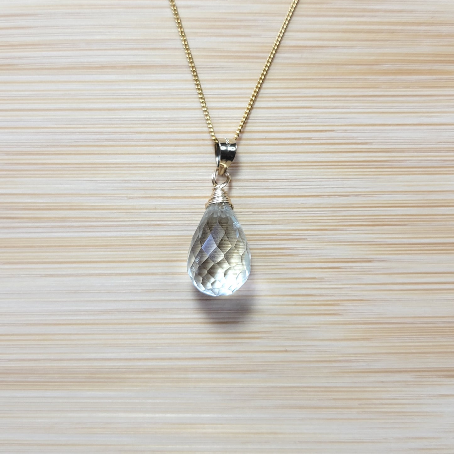 Green amethyst necklace handmade 14k gold filled