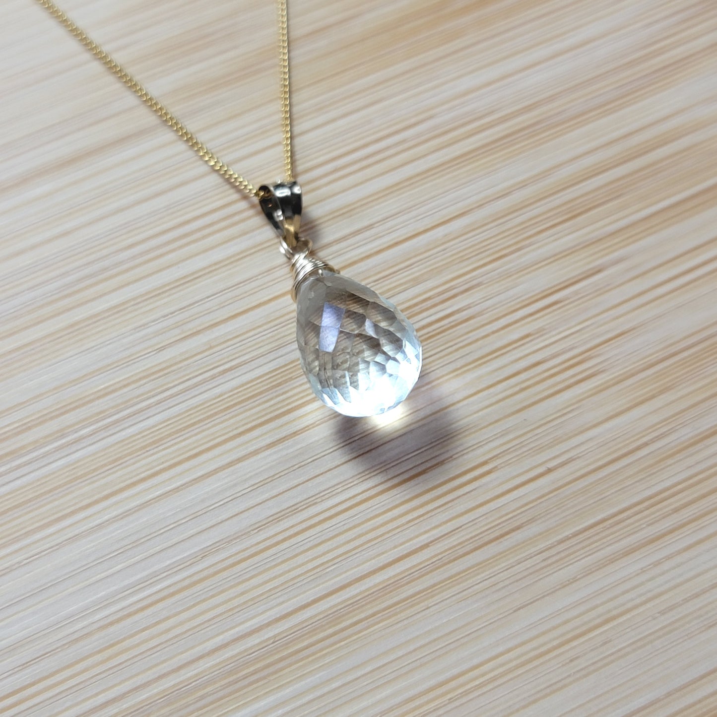 Green amethyst necklace handmade 14k gols filled