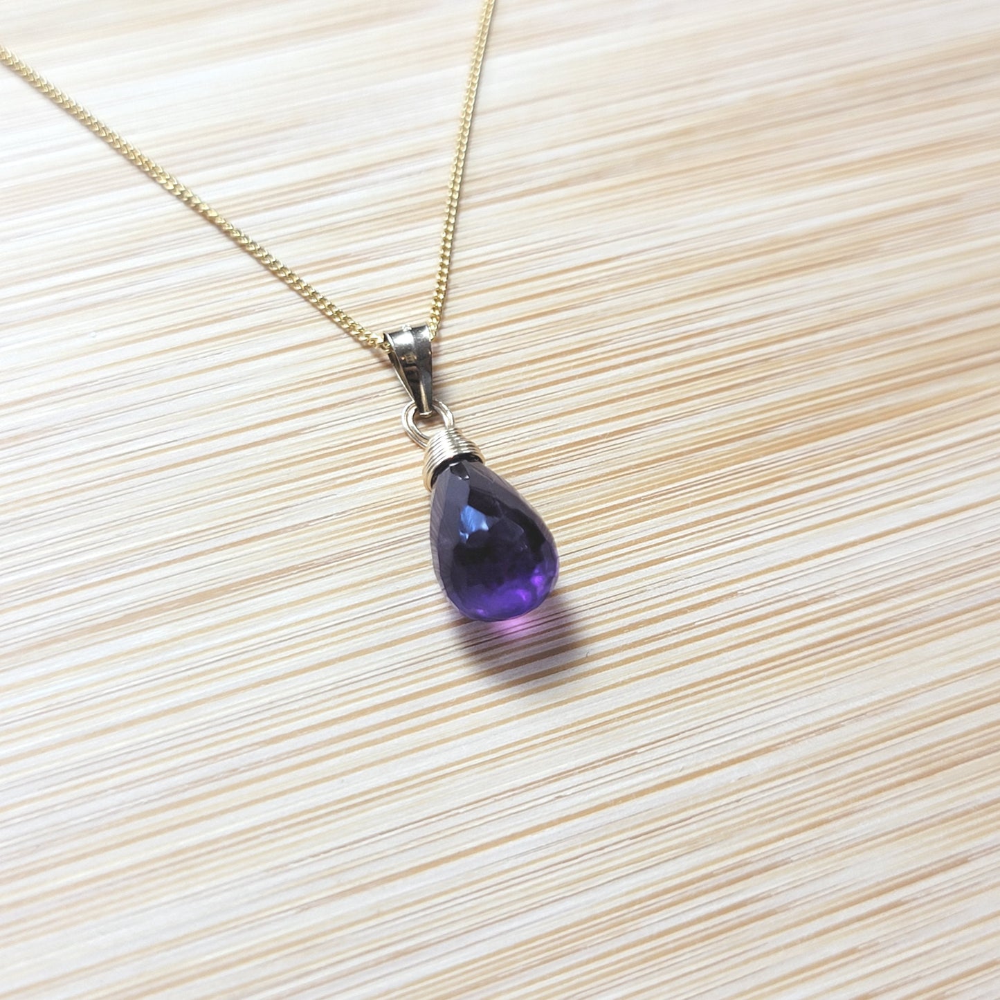 Amethyst necklace handmade 14k gold filled