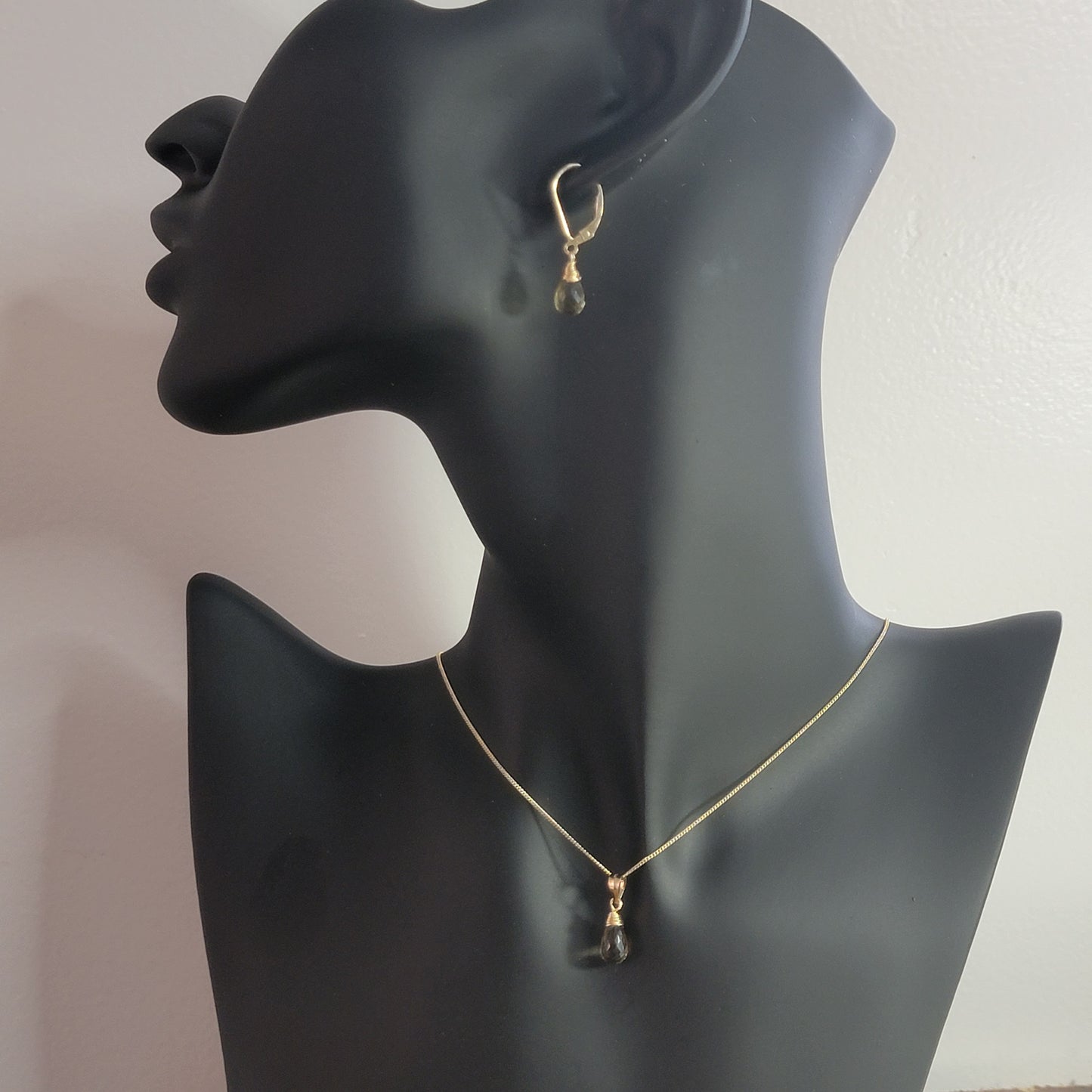 Jewelry Set Bi-Lemon Quartz Crystal Gemstone Earrings and Necklace set 14k gold filled genuine precious stones