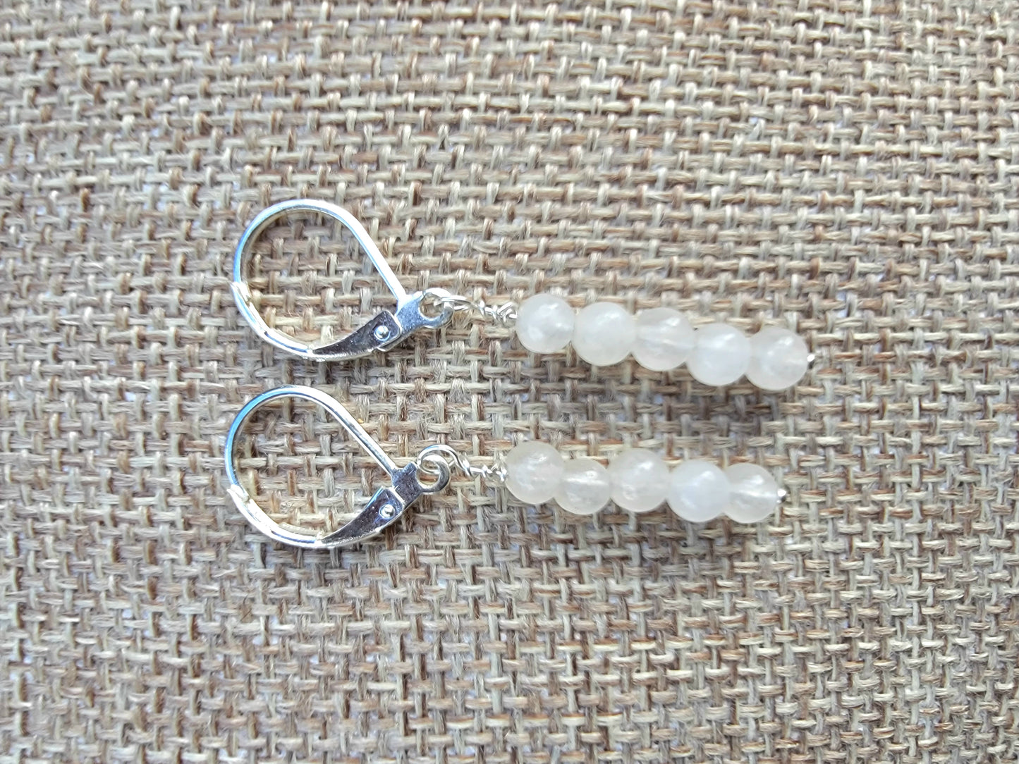 Minimalist Bar Earrings Rainbow Moonstone Crystal Gemstone Drop Dangle Boho Jewelry Handmade June Birthstone