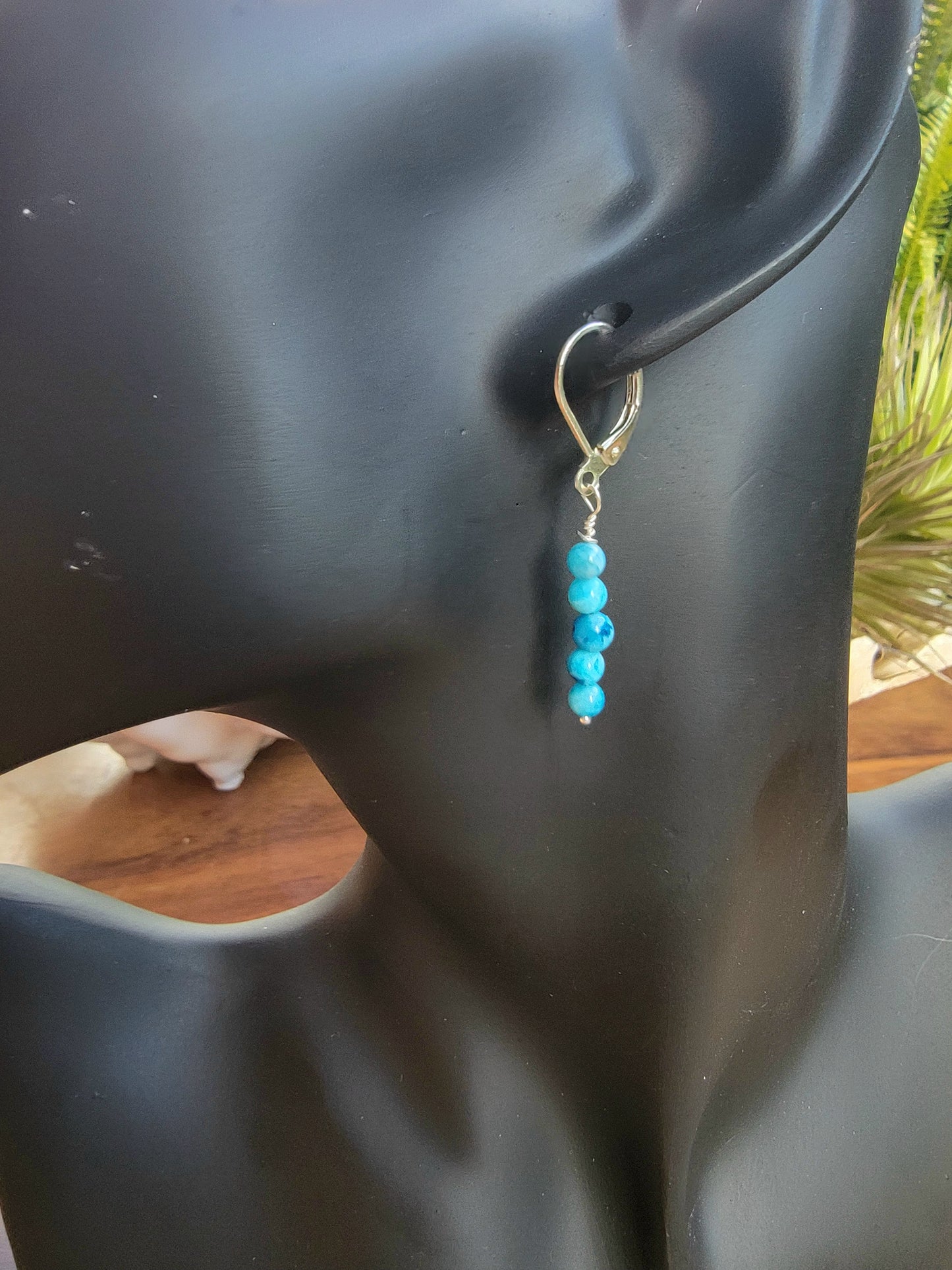 Minimalist Bar Earrings Blue Lace Agate Crsytal Gemstone Drop Dangle Boho Jewelry Sterling Silver Handmade