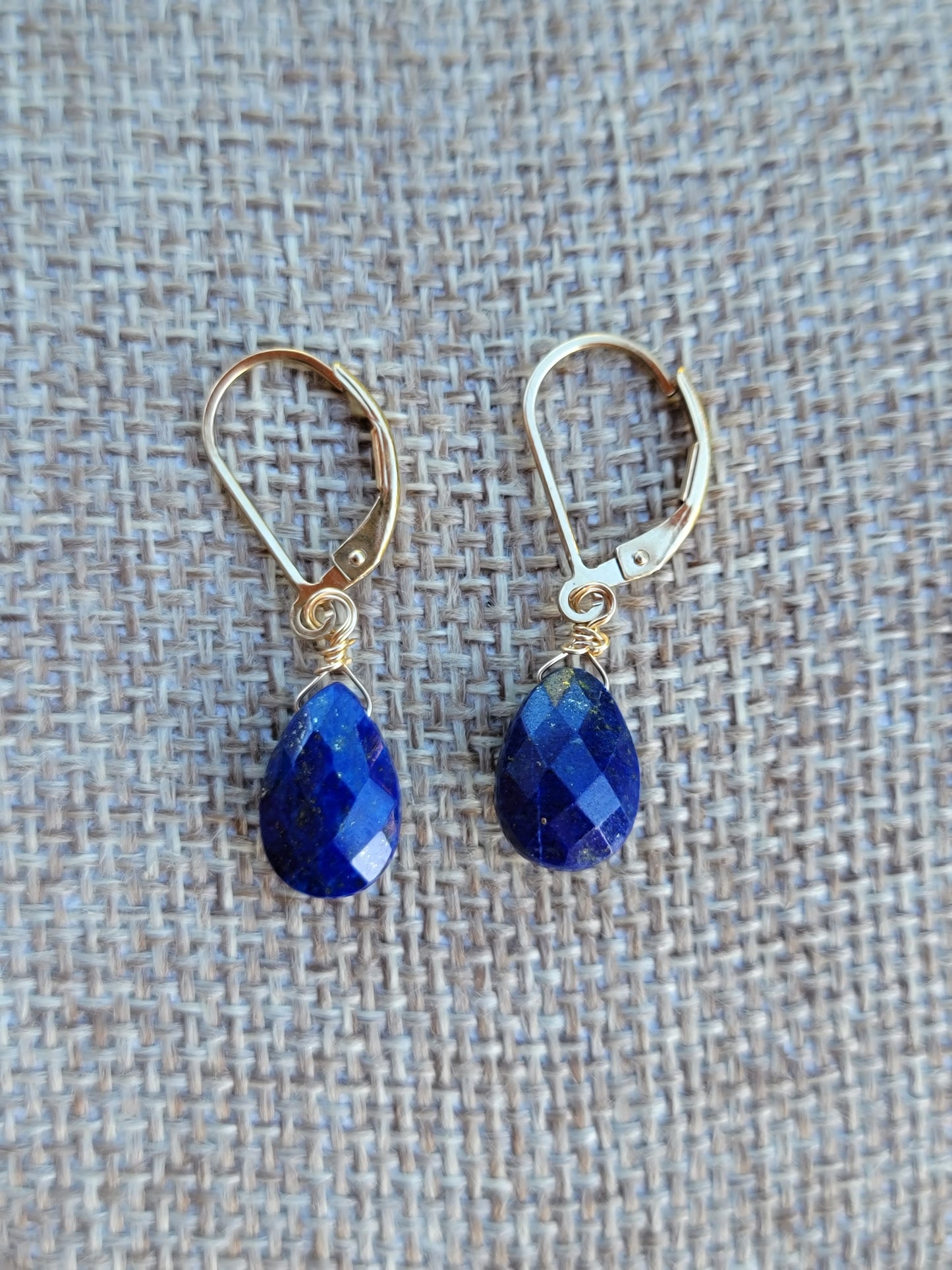 Lapis Lazuli Earrings Drop Dangle Real Gemstone Gold December Birthstone