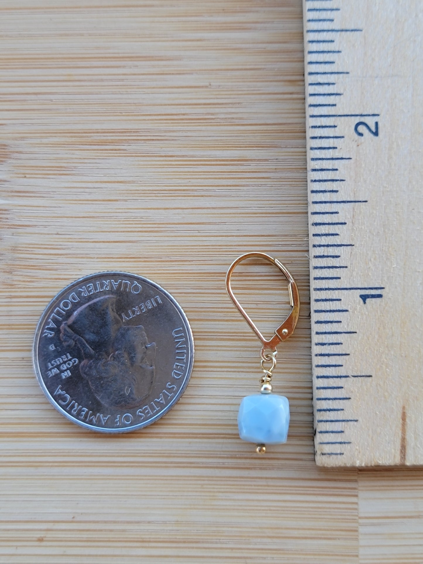 Blue Opal Earrings Gemstone Crystal Dangle Drop October Birthstone Gold