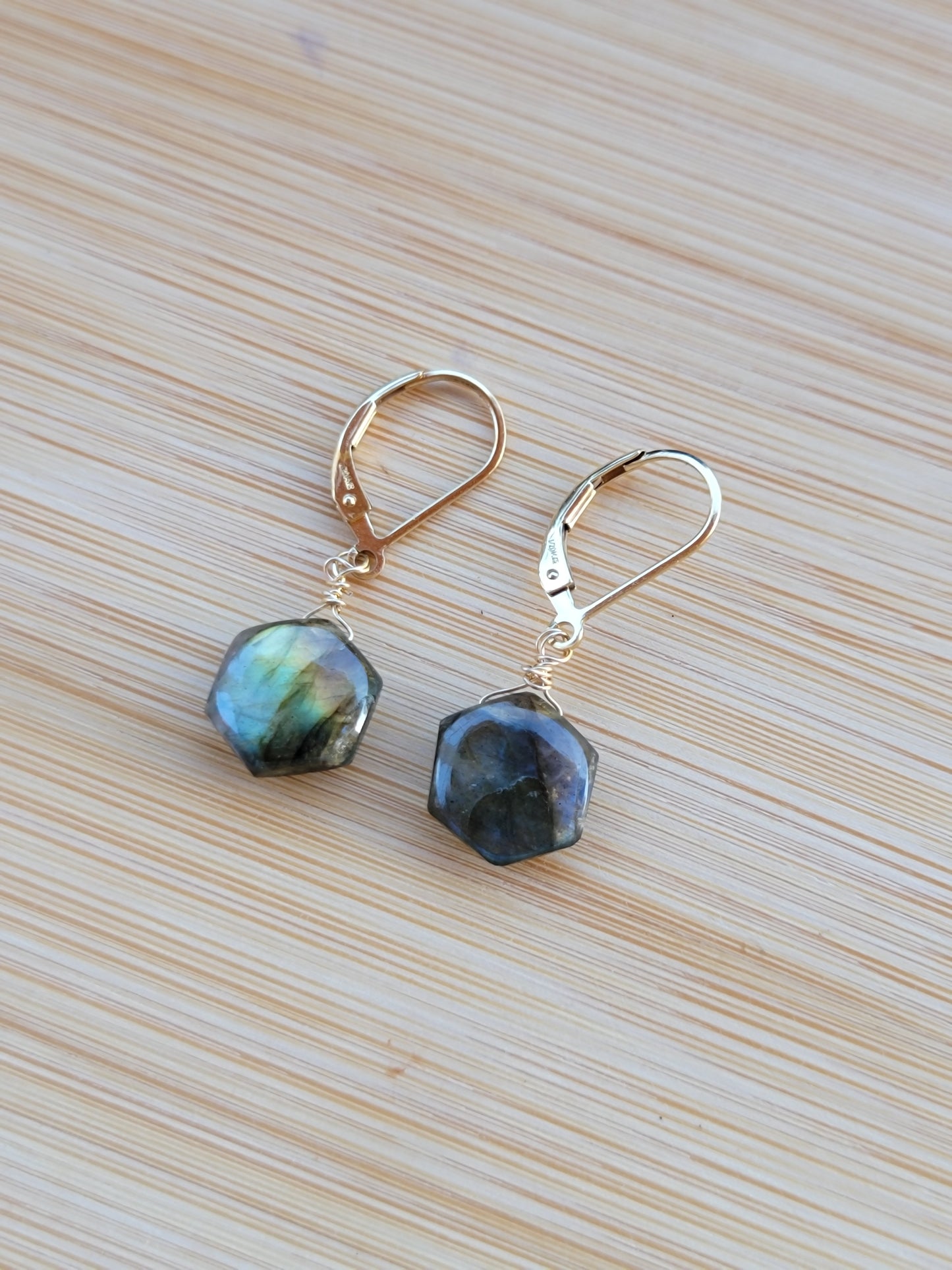 Labradorite Earrings Dangle Drop Real Gemstone Crystal Gold