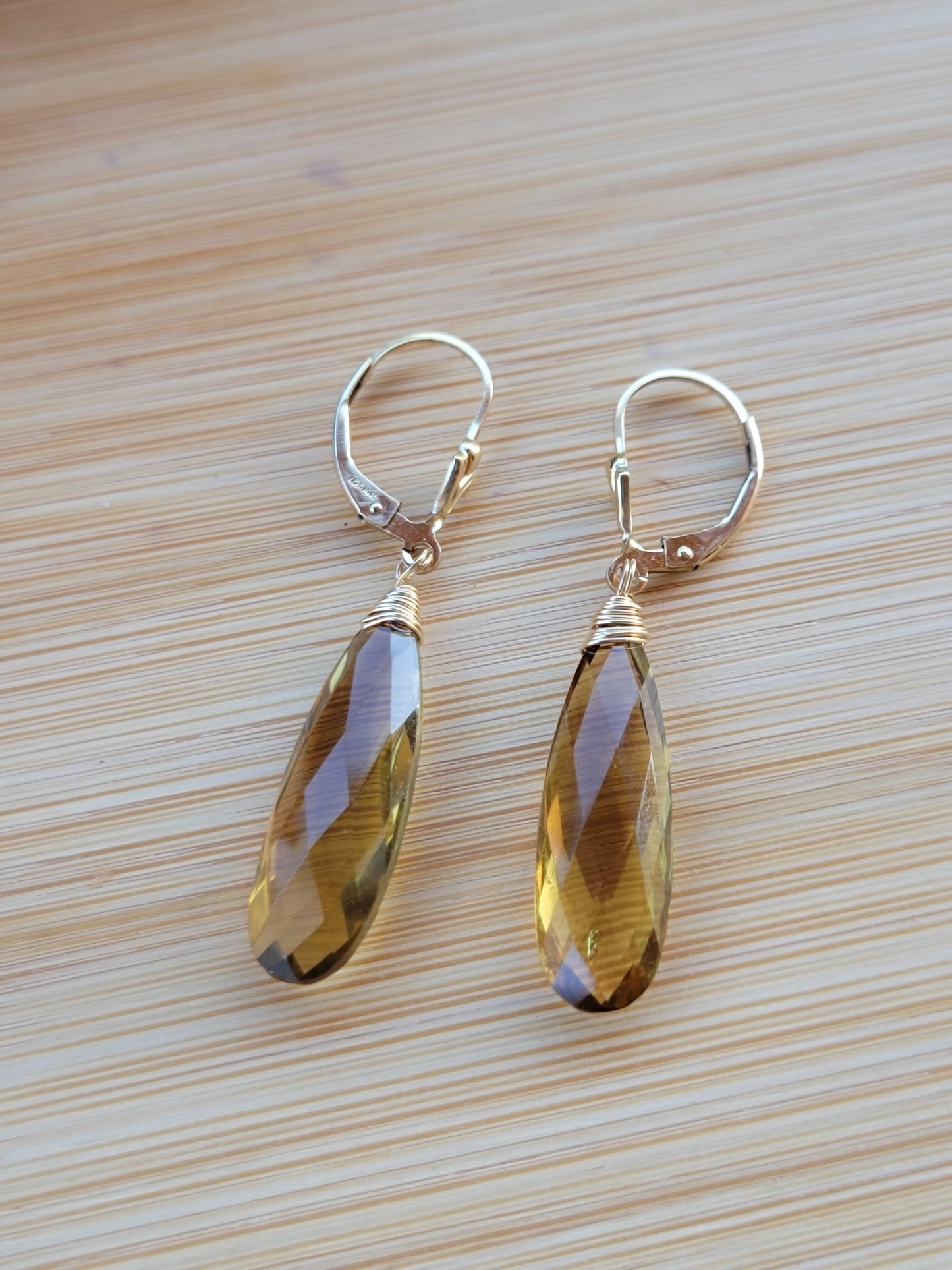 Smoky Quartz Drop Earrings Dangle Gold Long Gemstone brown Handmade Jewelry