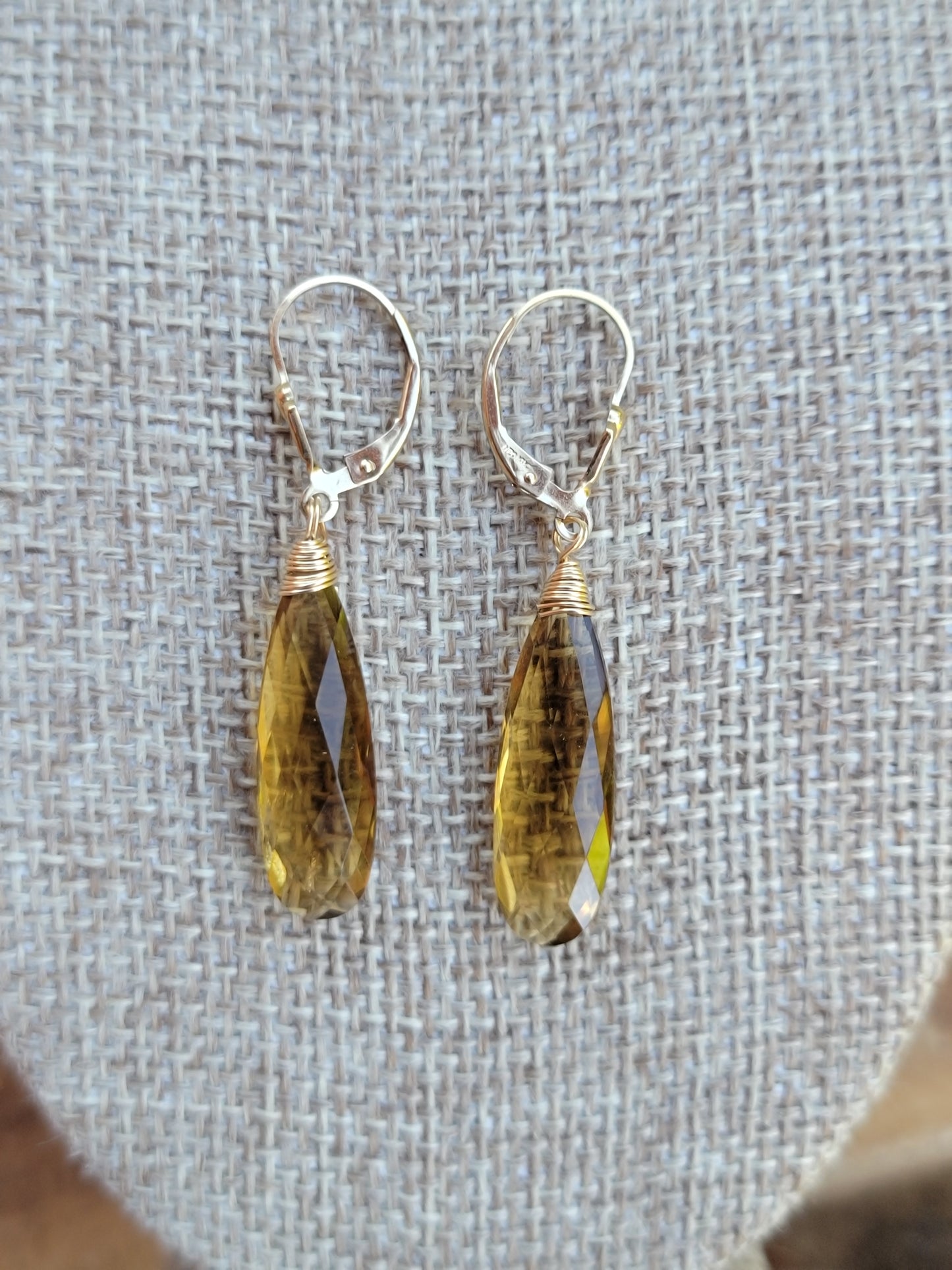 Smoky Quartz Drop Earrings Dangle Gold Long Gemstone brown Handmade Jewelry