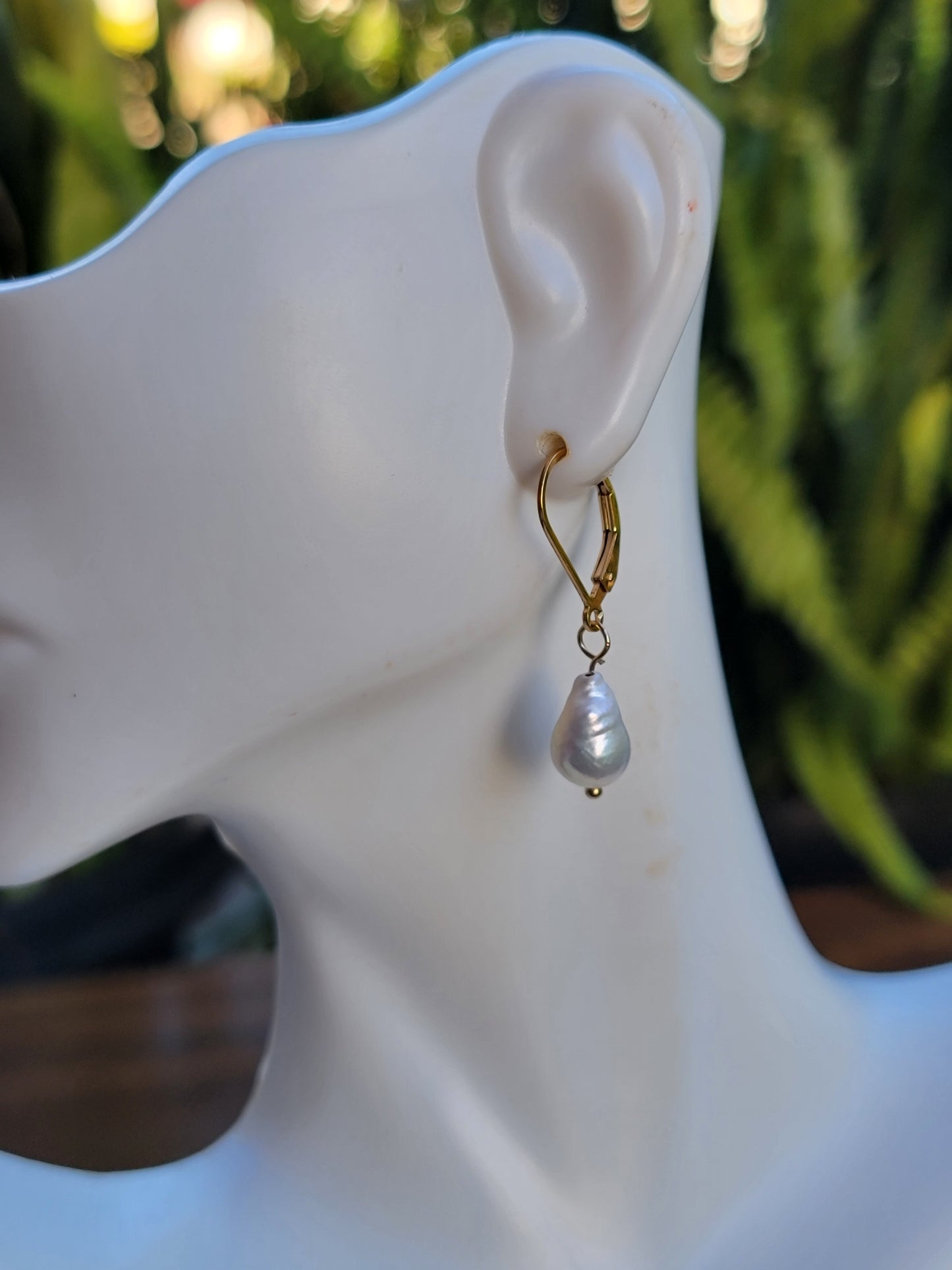 Baroque Pearl Earrings Drop Dangle Real Freshwater Pearl Wedding Bridal Jewelry June Birthstone