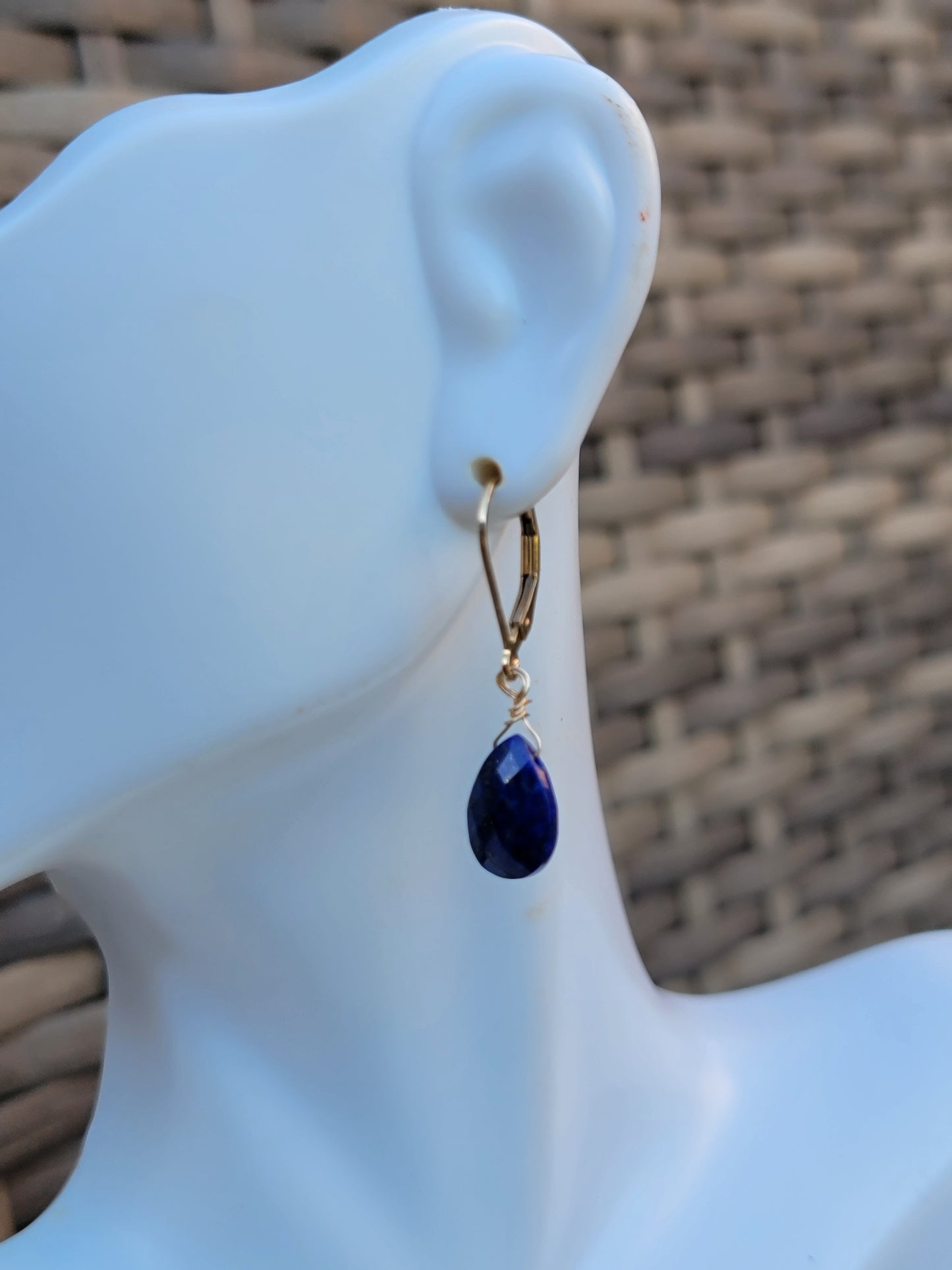 Lapis Lazuli Earrings Drop Dangle Real Gemstone Gold December Birthstone