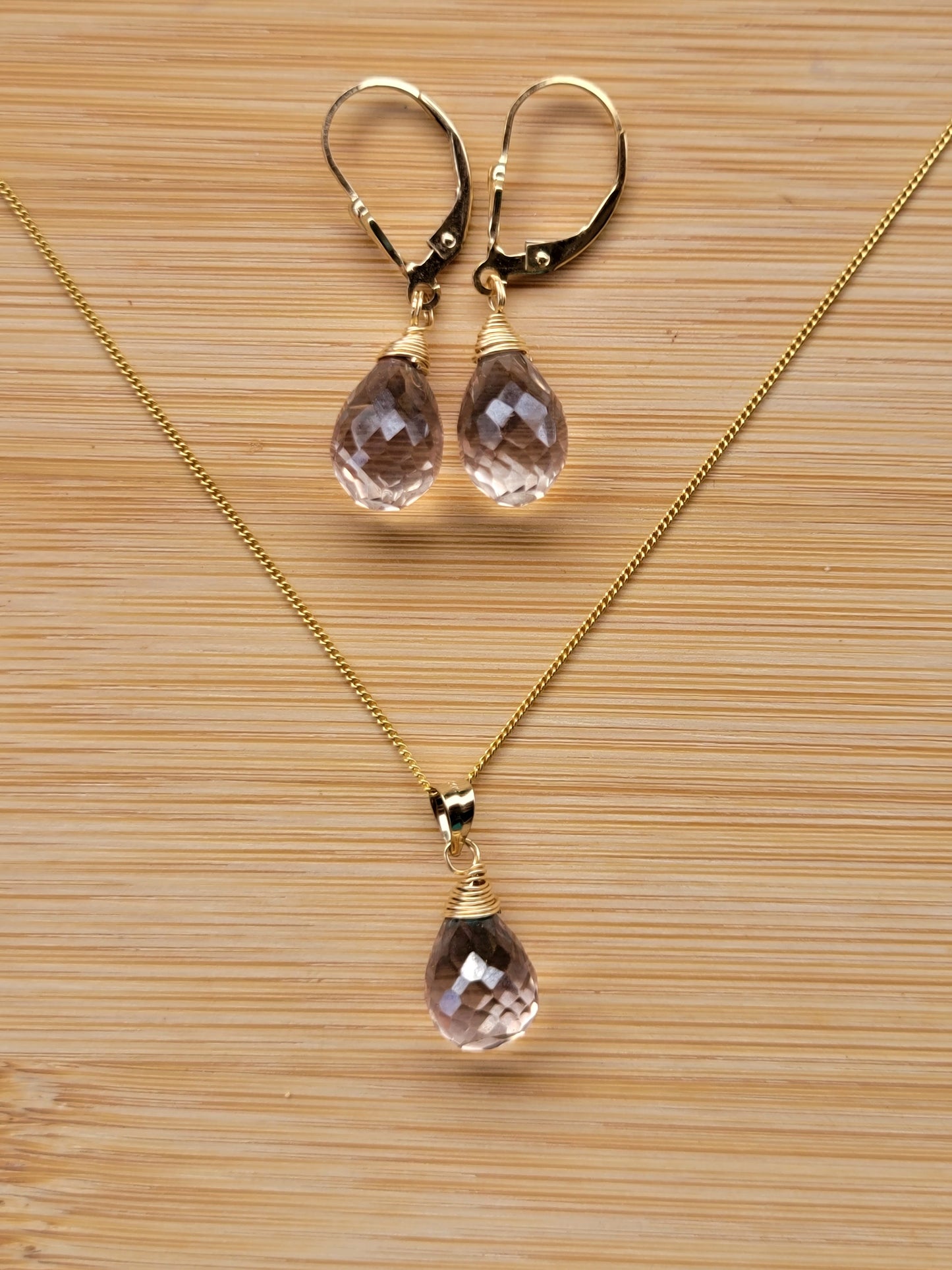 Jewelry Set Mystic Quartz Crystal Gemstone Earrings and Necklace set 14k gold filled genuine precious stones