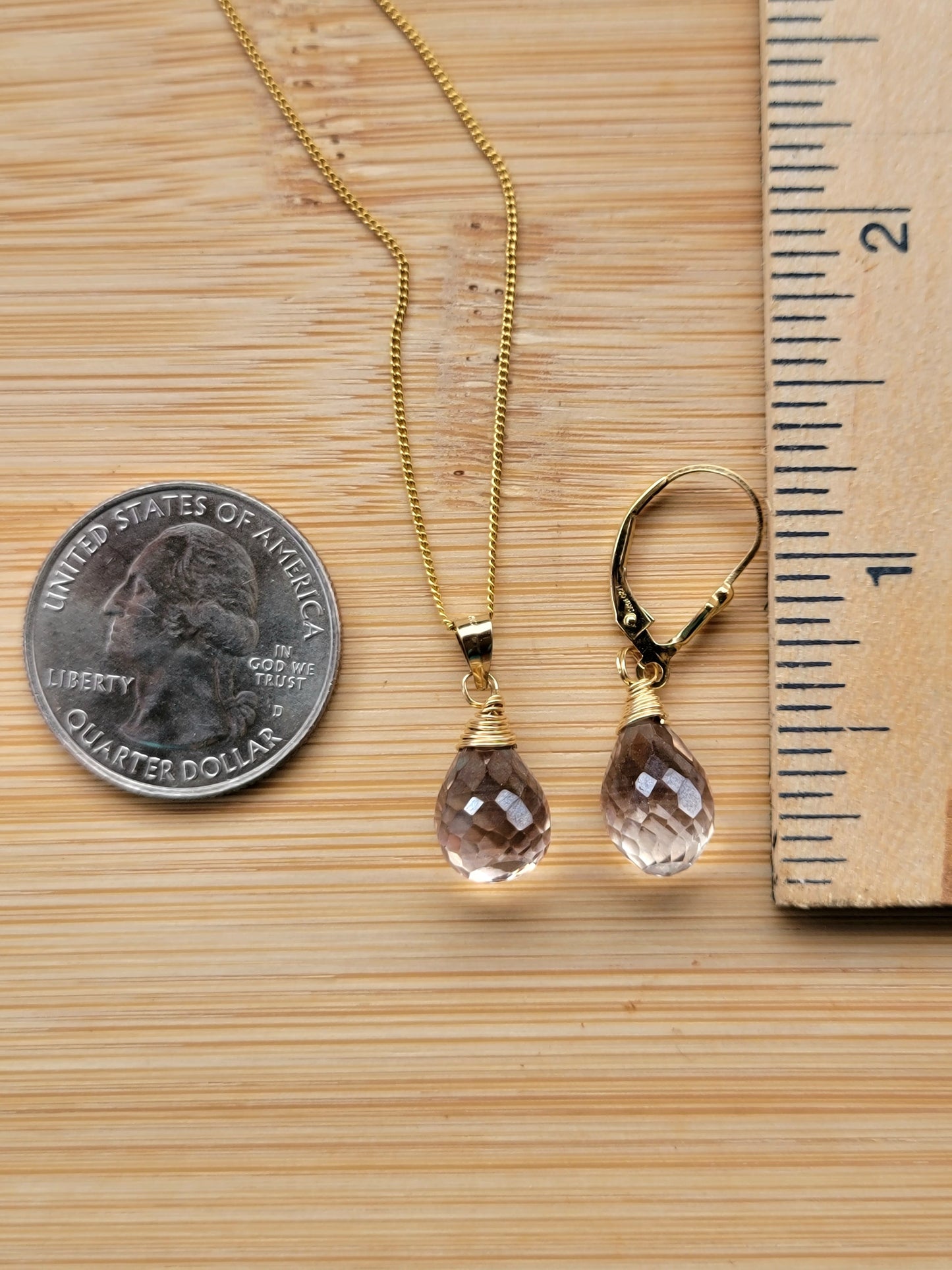 Jewelry Set Mystic Quartz Crystal Gemstone Earrings and Necklace set 14k gold filled genuine precious stones