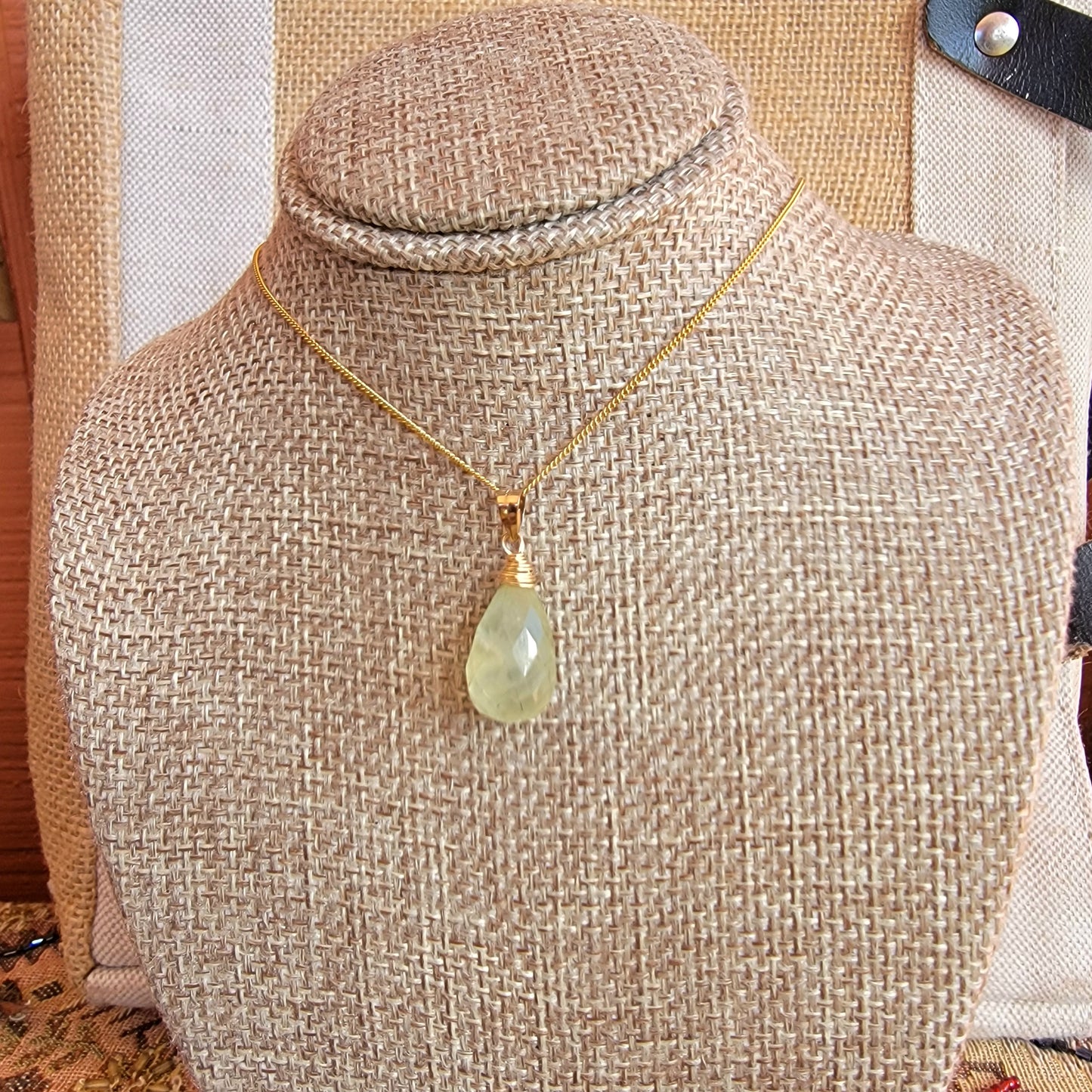 Jewelry Set Prehnite Gemstone Crsytal Earrings and Necklace set 14k gold filled genuine precious stones