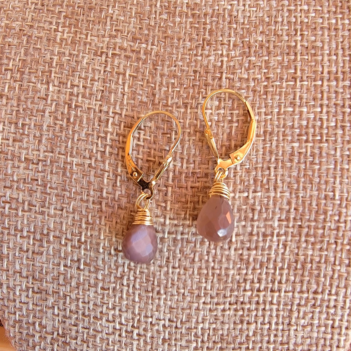 Jewelry Set Chocolate Moonstone Crystal Gemstone Earrings and Necklace gold June Birthstone