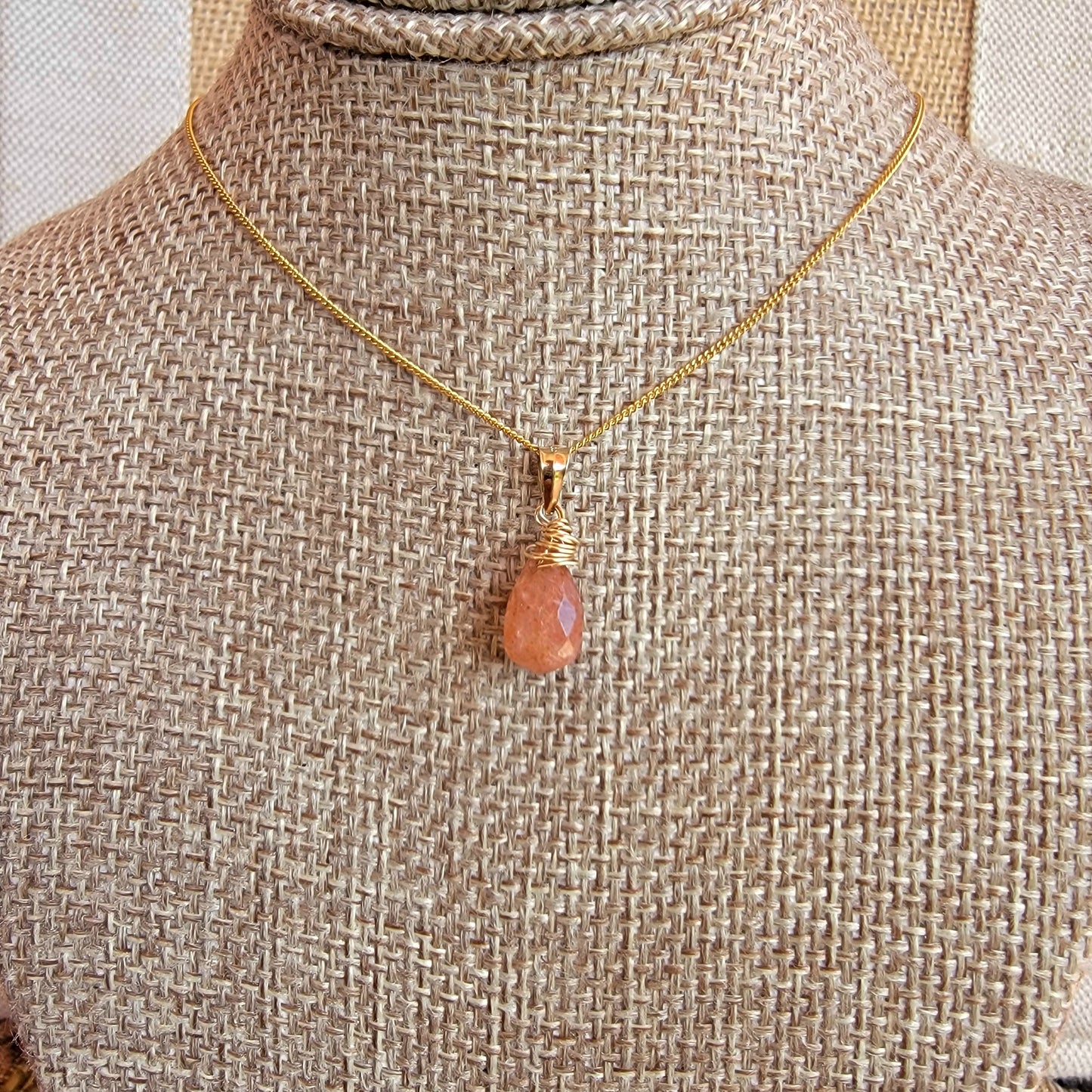 Jewelry Set Sunstone Crystal Gemstone Earrings and Necklace set 14k gold filled genuine precious stones