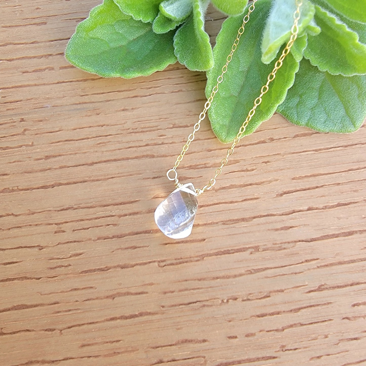 Clear Rock Crystal Quartz Floating Necklace Crystal Gemstone Minimalist Jewelry Handmade April Birthstone