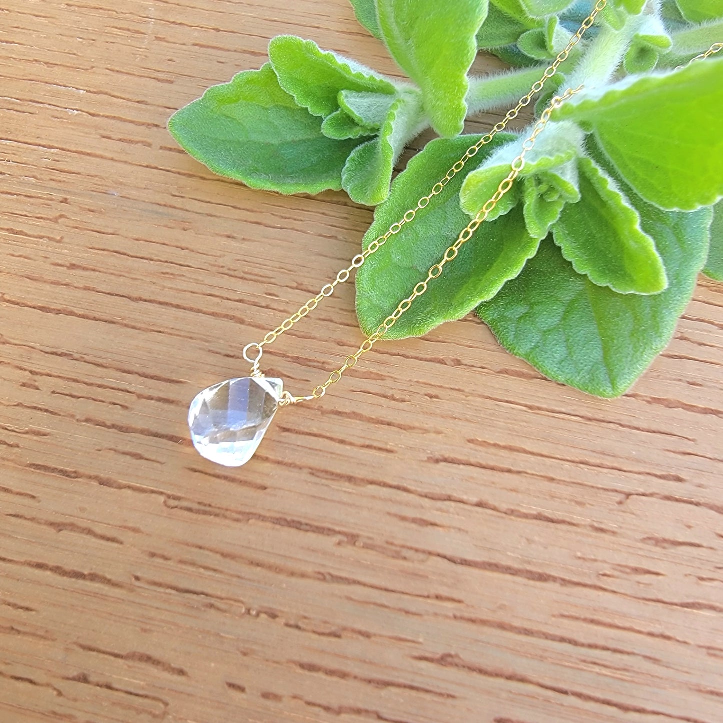 Clear Rock Crystal Quartz Floating Necklace Crystal Gemstone Minimalist Jewelry Handmade April Birthstone