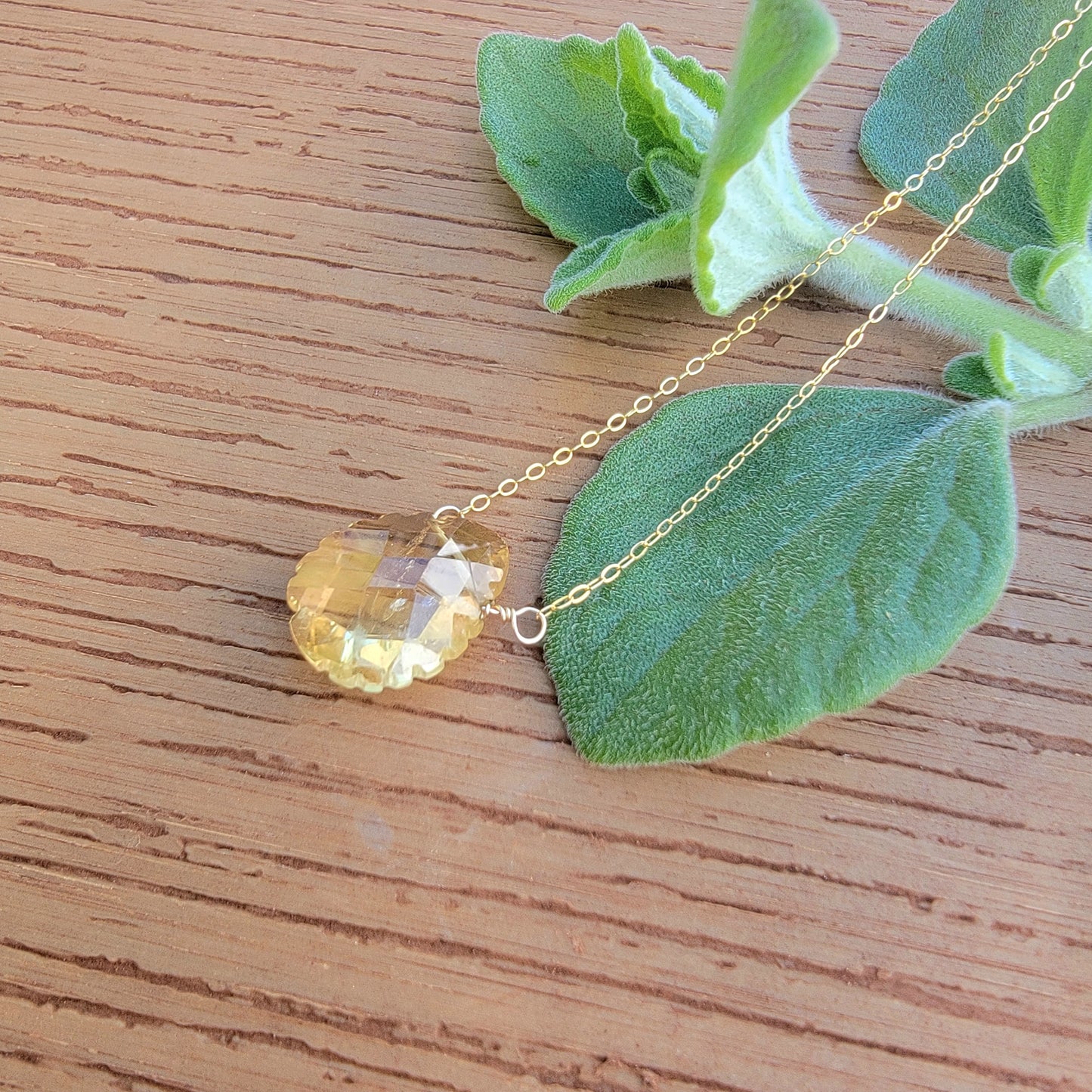 CITRINE Floating Necklace Quartz Crystal Gemstone November Birthstone Minimalist Jewelry Handmade