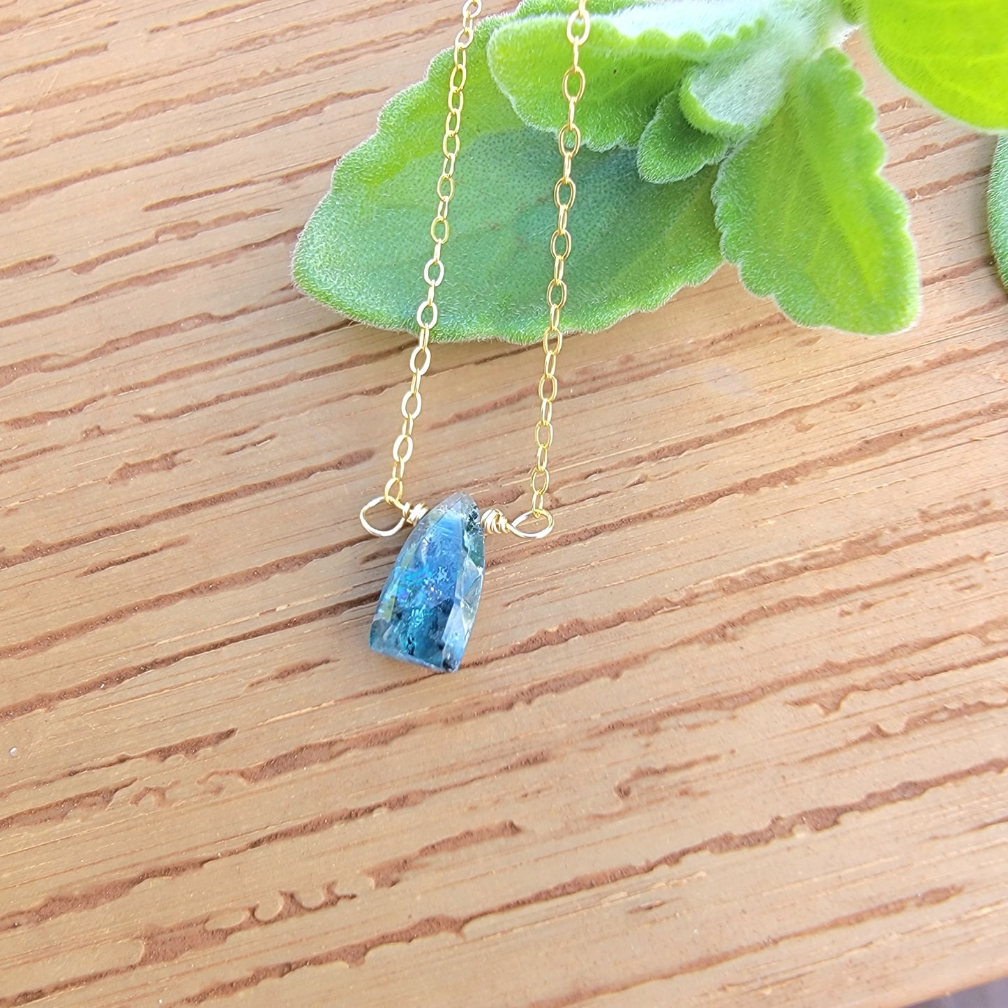 Kyanite Floating Necklace Crystal Gemstone Minimalist Jewelry Handmade Tiny