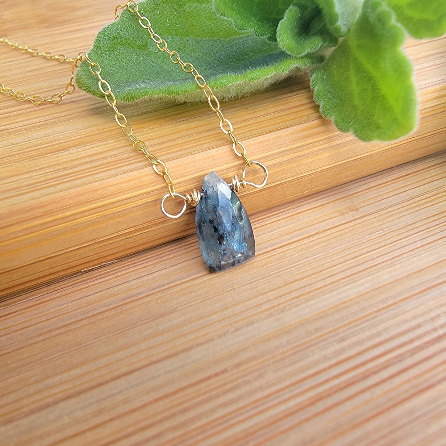 Kyanite Floating Necklace Crystal Gemstone Minimalist Jewelry Handmade Tiny
