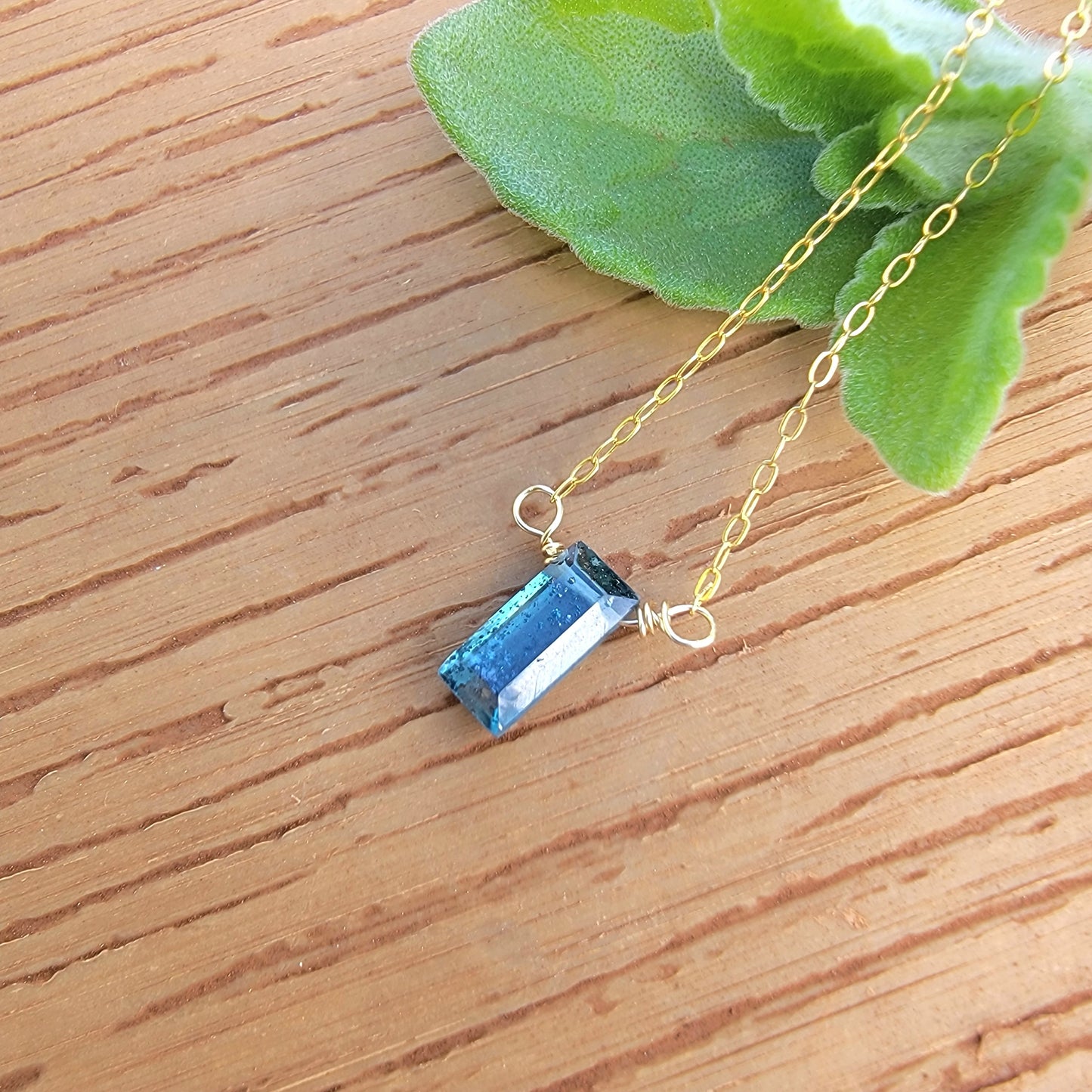 Kyanite Floating Necklace Crystal Gemstone 14K Gold Filled Minimalist Jewelry Handmade Simple