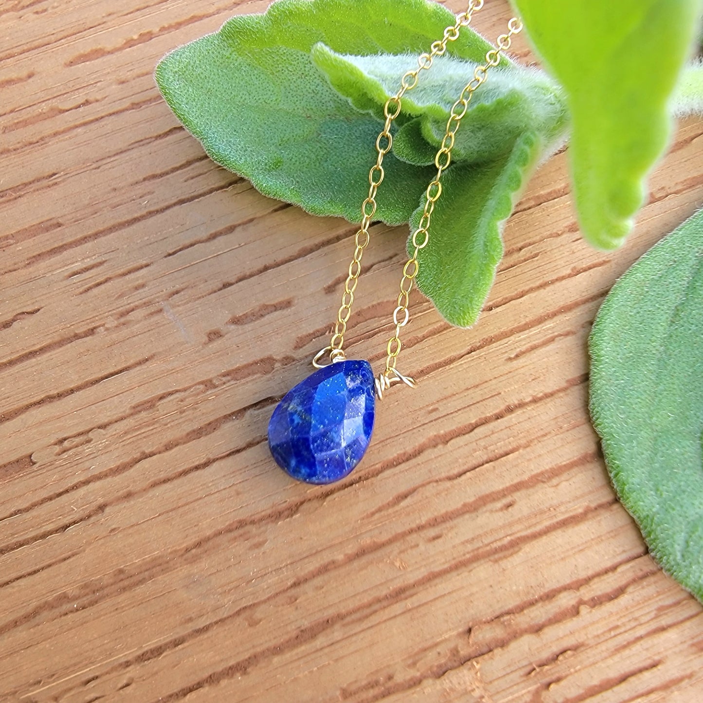 Floating Necklace Lapis Lazuli Crystal Gemstone Minimalist Jewelry December Birthstone