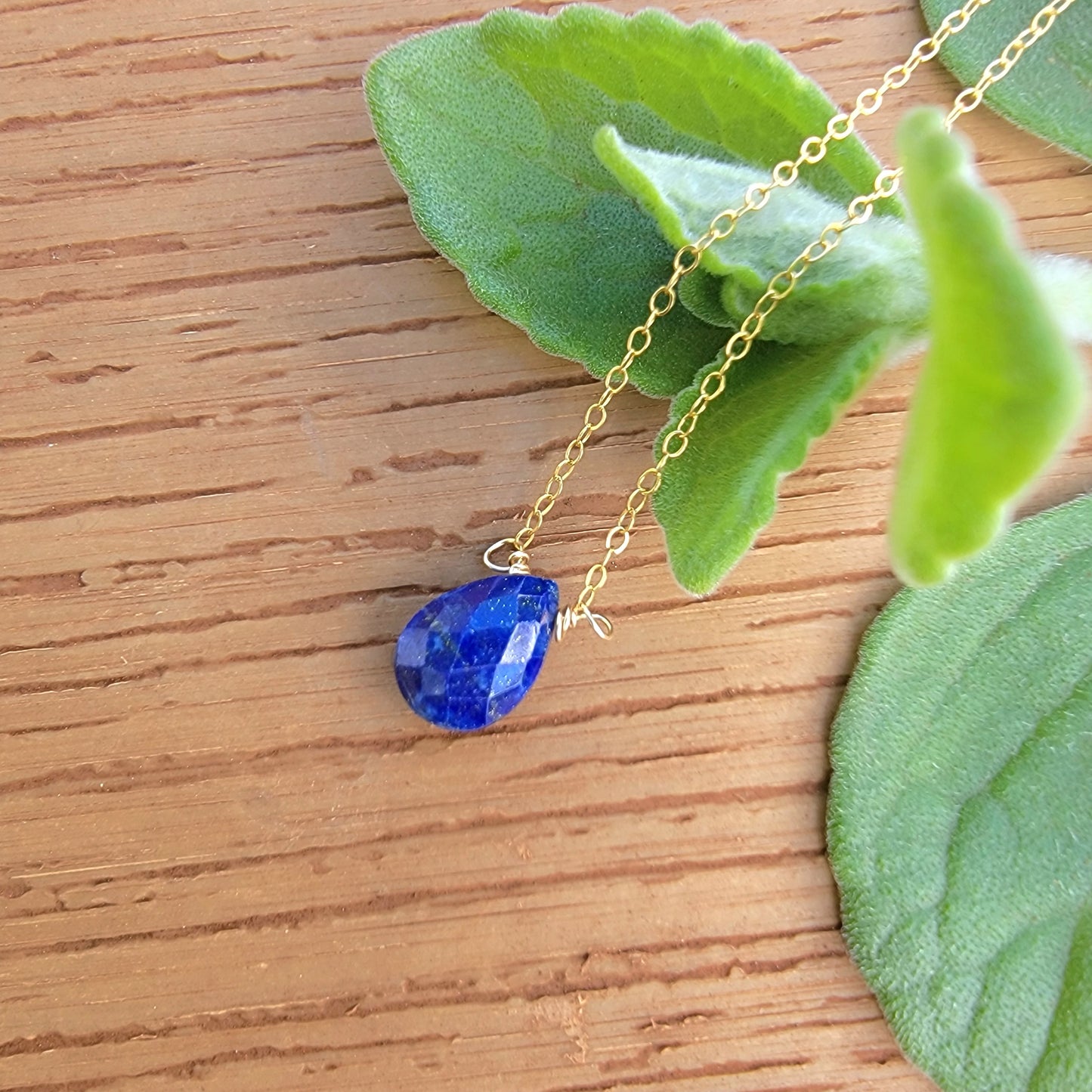 Floating Necklace Lapis Lazuli Crystal Gemstone Minimalist Jewelry December Birthstone