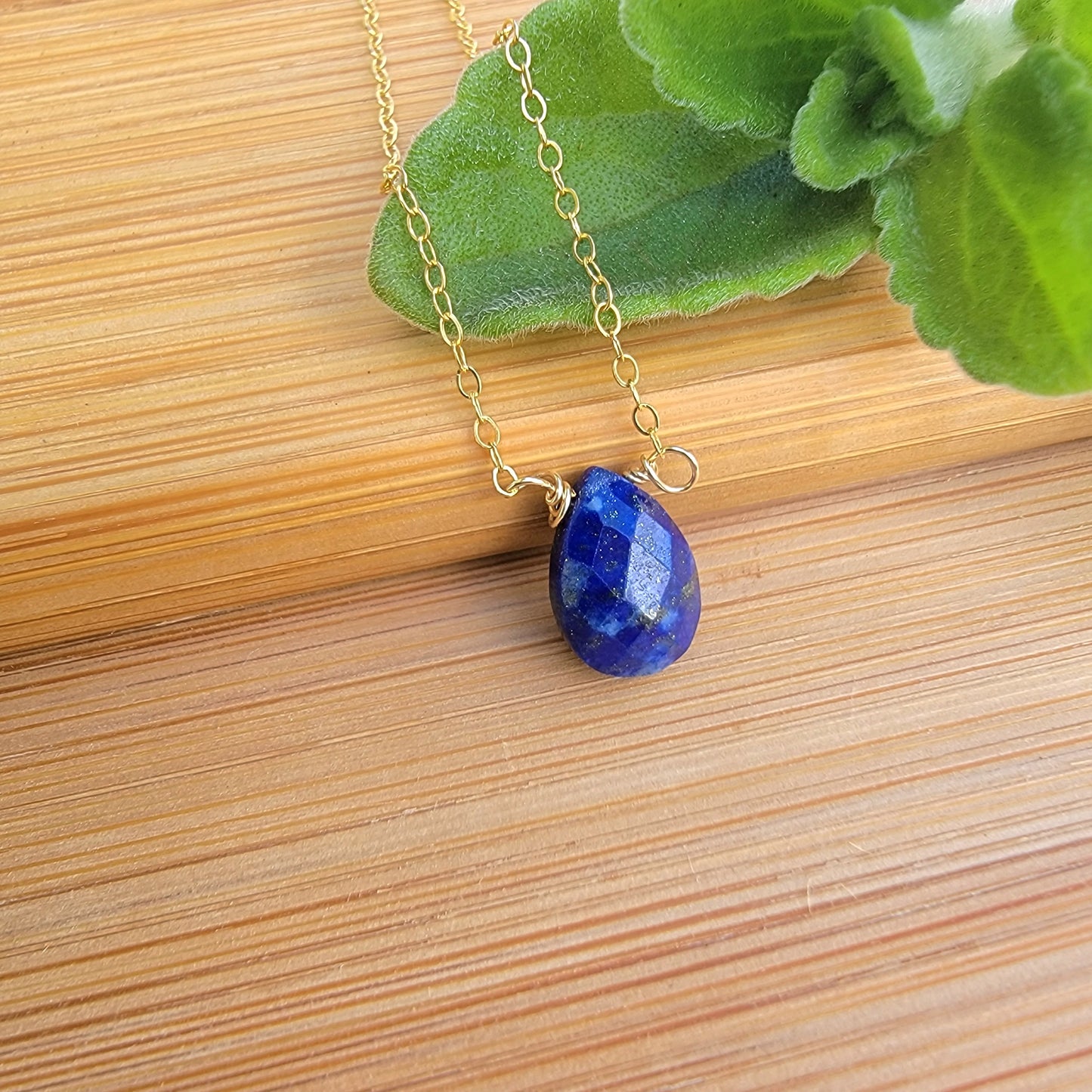 Floating Necklace Lapis Lazuli Crystal Gemstone Minimalist Jewelry December Birthstone