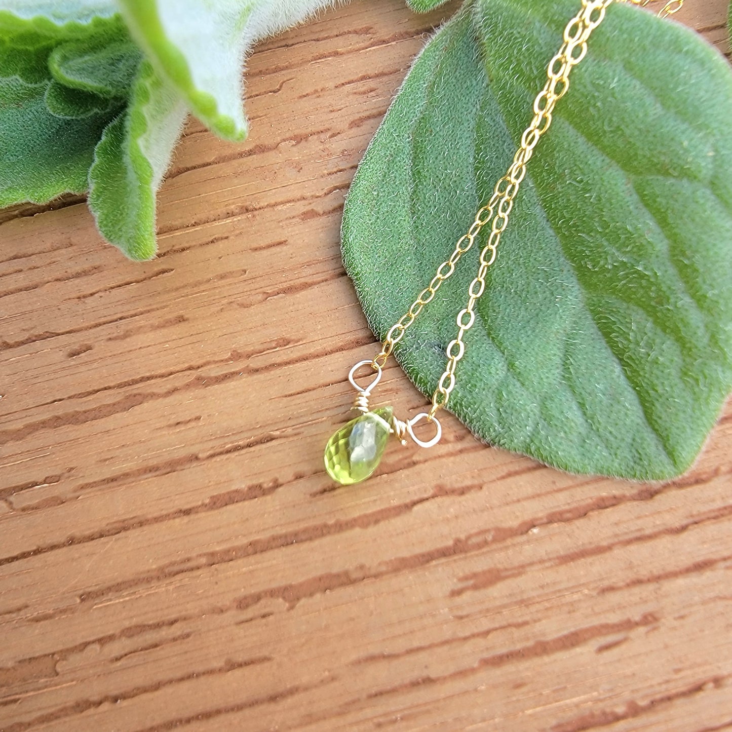 PERIDOT Floating Necklace Crystal Gemstone August Birthstone Minimalist Jewelry Handmade
