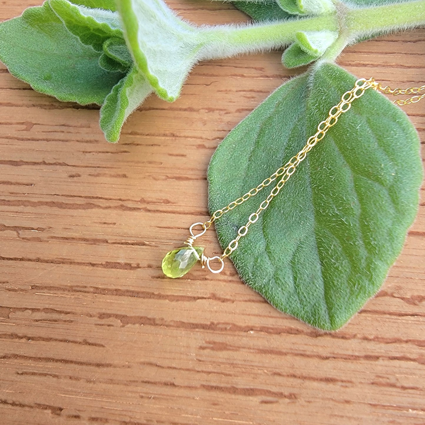 PERIDOT Floating Necklace Crystal Gemstone August Birthstone Minimalist Jewelry Handmade