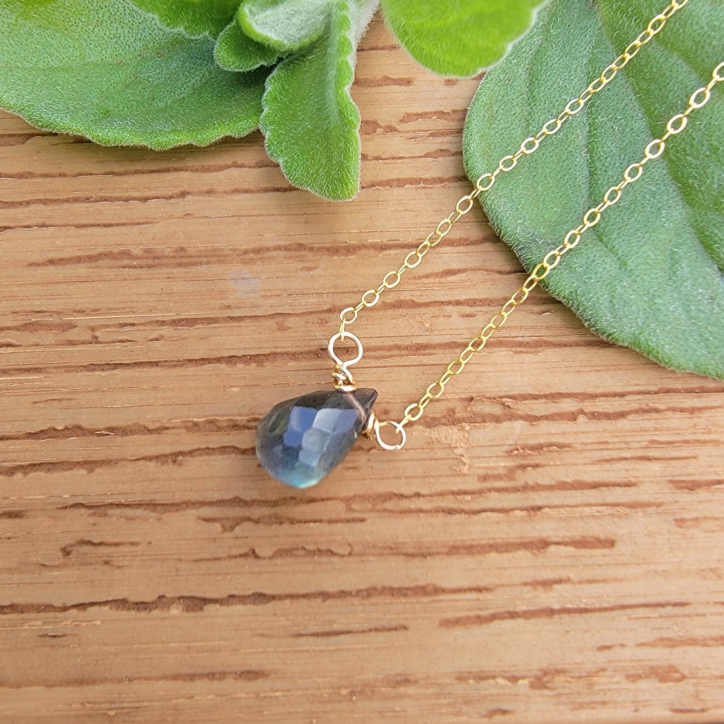 LABRADORITE Floating Necklace Crystal Gemstone 14K Gold Filled Minimalist Jewelry Handmade