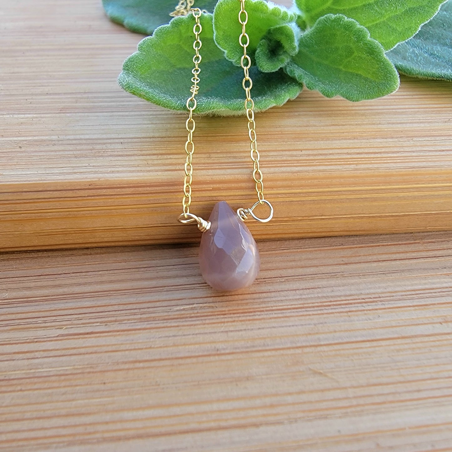 CHOCOLATE MOONSTONE Floating Necklace Crystal Gemstone June Birthstone Minimalist Jewelry Handmade