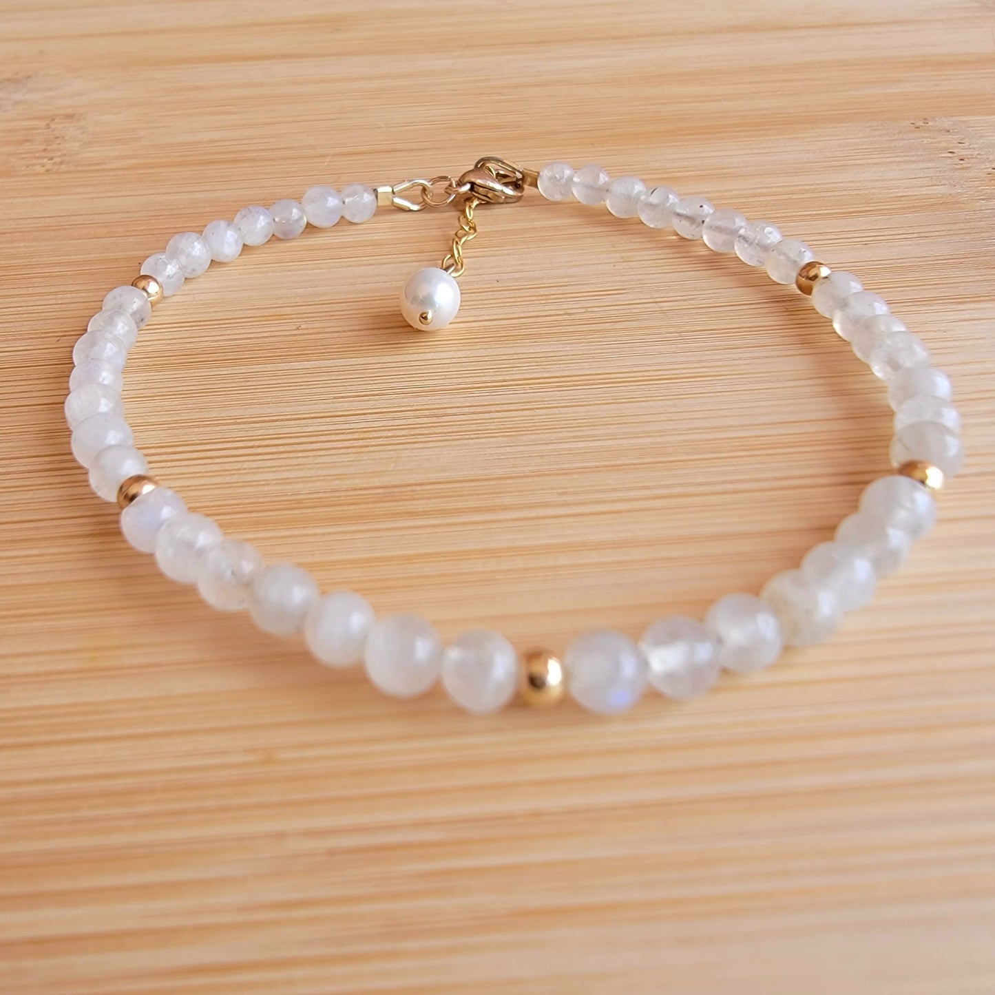 MOONSTONE beaded anklet crystal gemstone ankle bracelet 14k gold filled