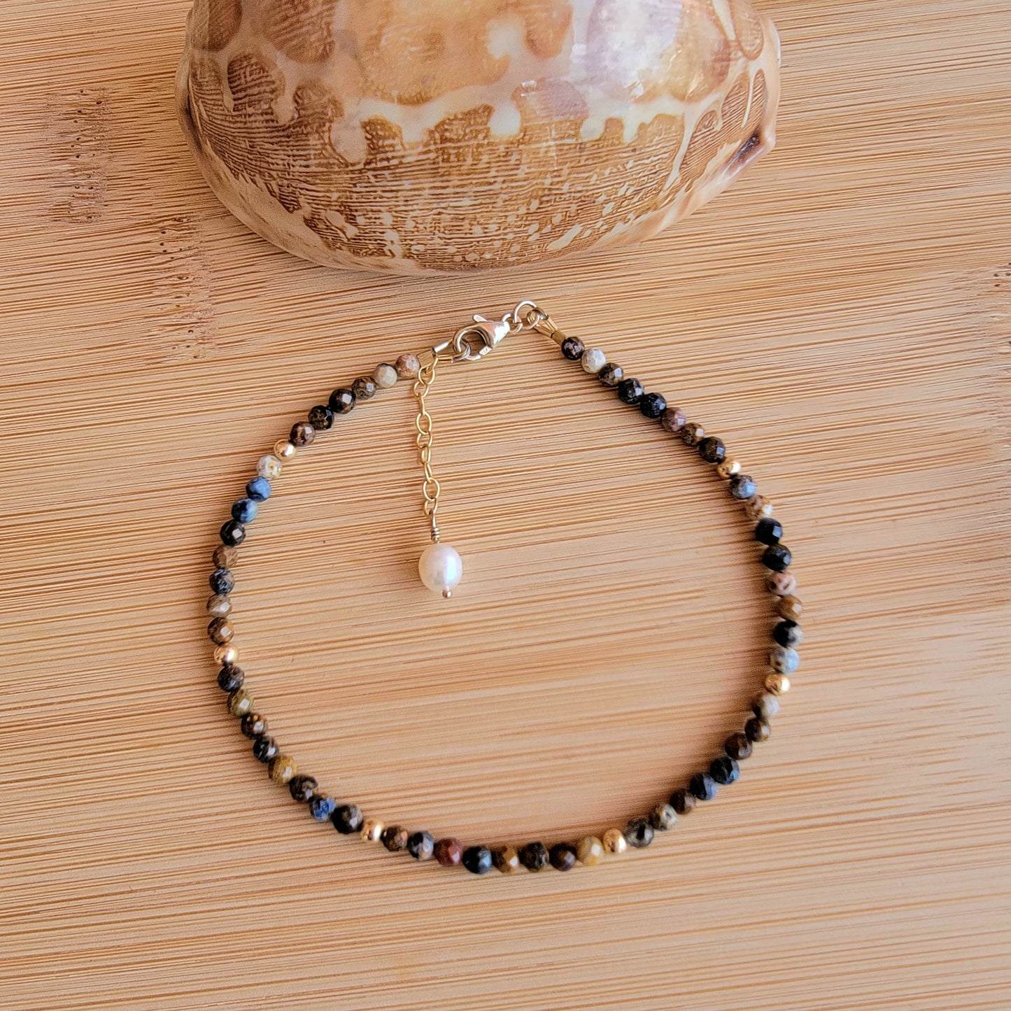 Namibia beaded anklet crystal gemstone ankle bracelet 14k gold filled