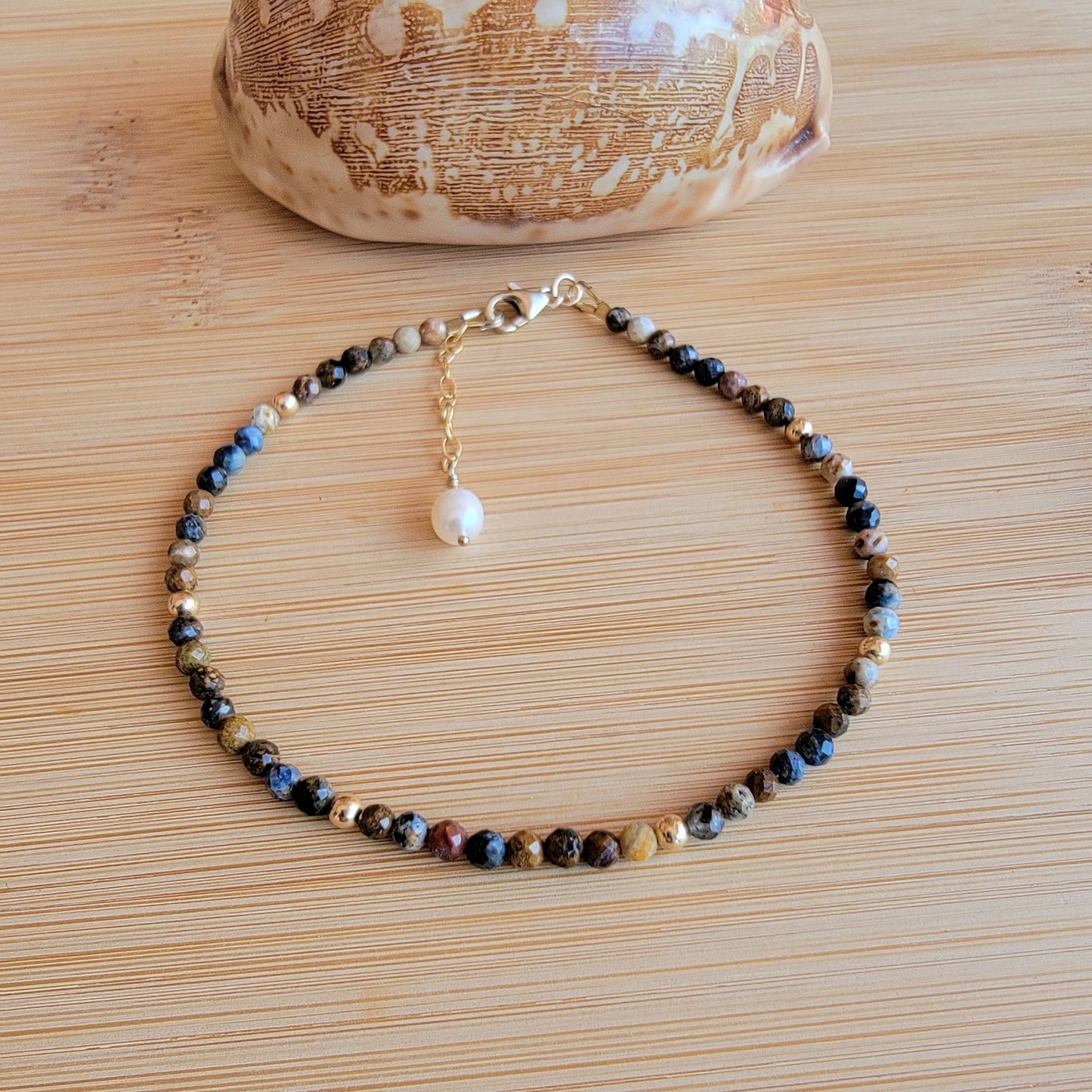Namibia beaded anklet crystal gemstone ankle bracelet 14k gold filled