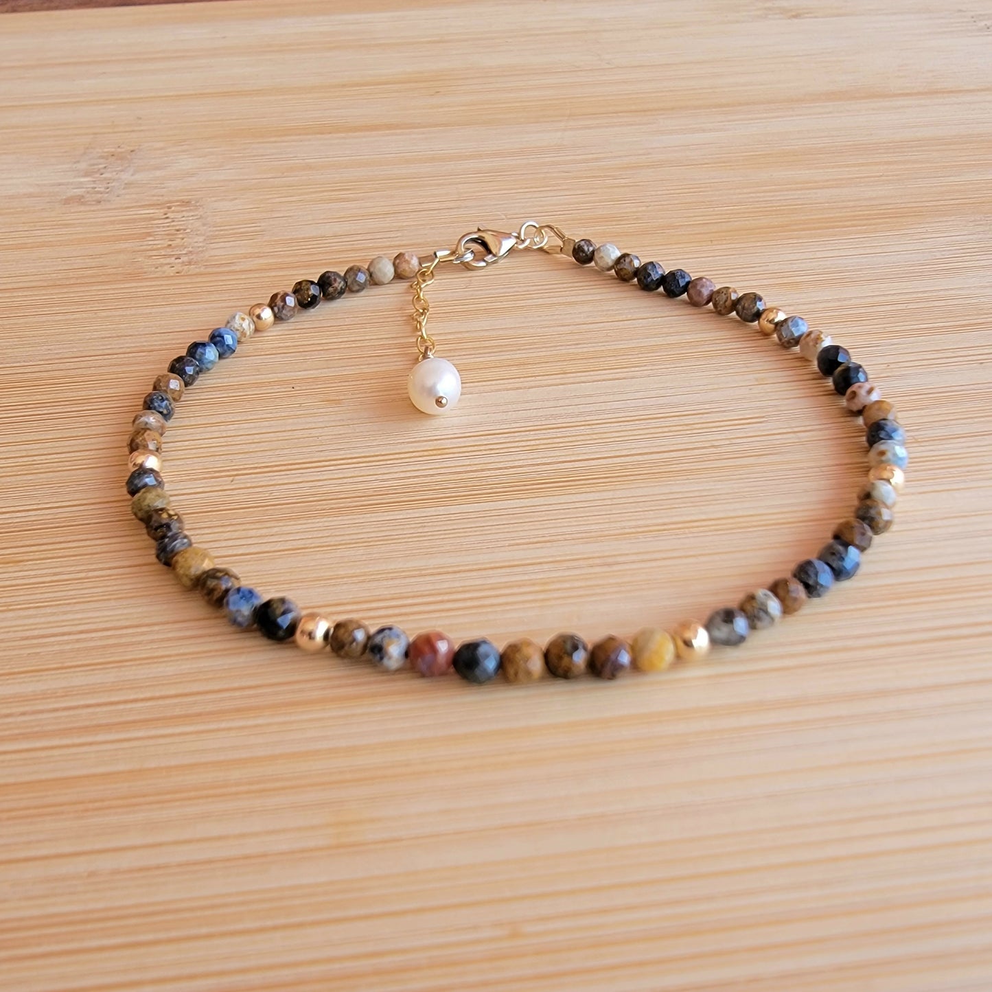 Namibia beaded anklet crystal gemstone ankle bracelet 14k gold filled