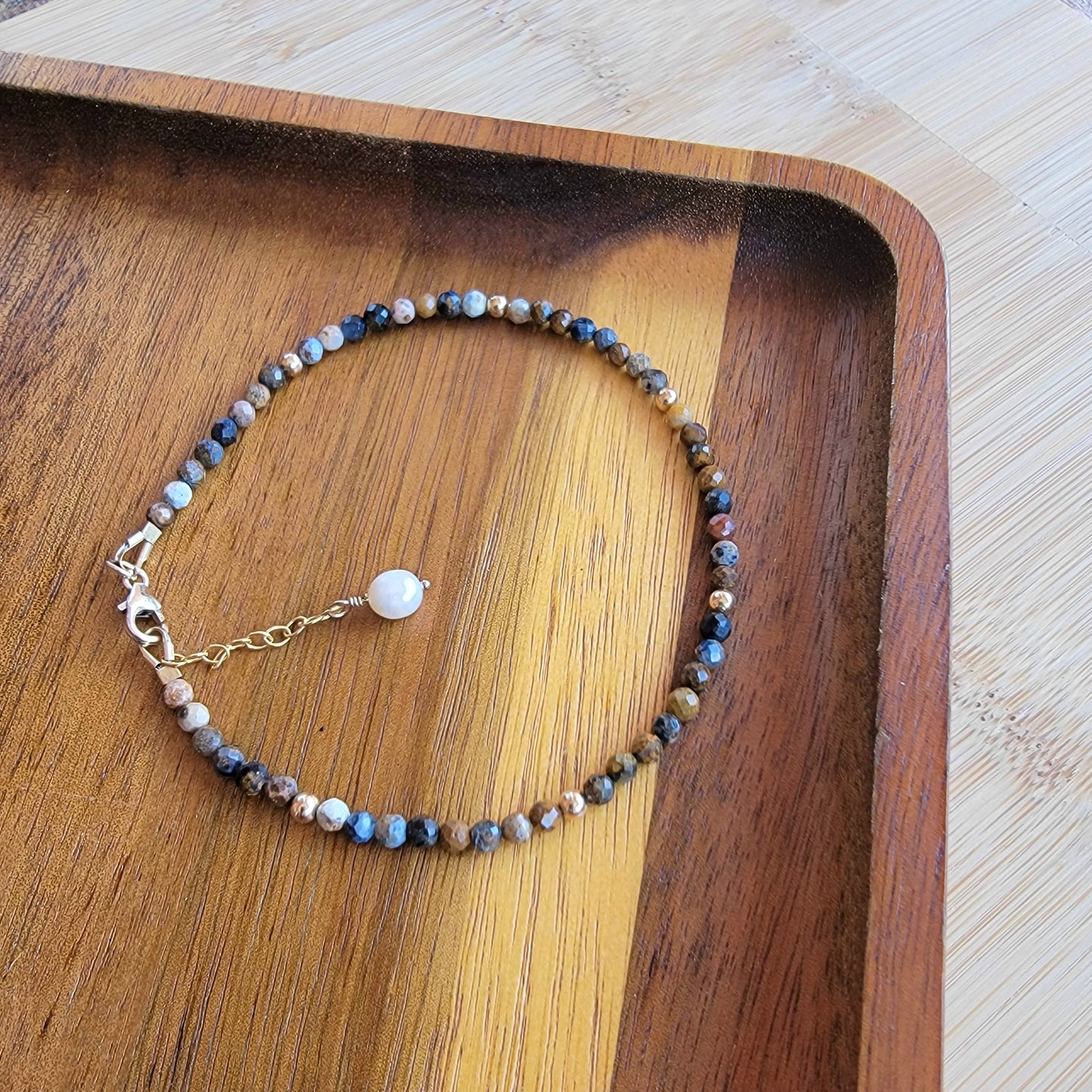 Namibia beaded anklet crystal gemstone ankle bracelet 14k gold filled