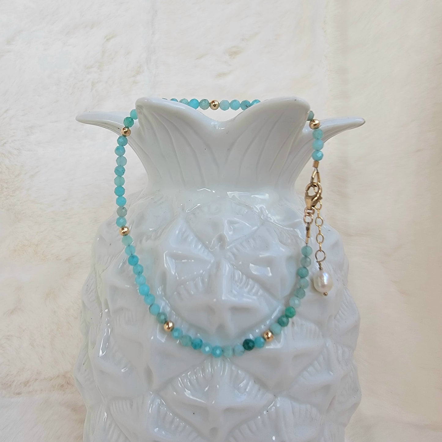 Amazonite beaded anklet crystal gemstone ankle bracelet 14k gold filled