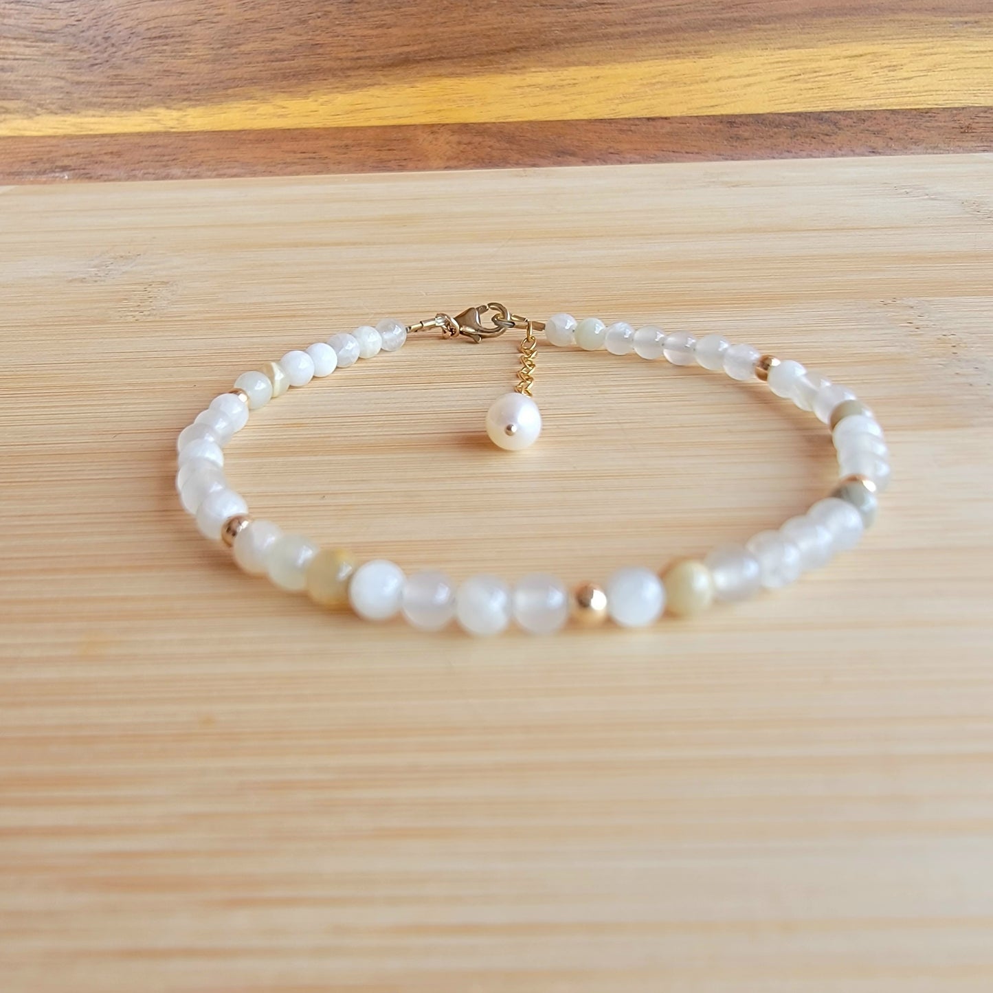 Italian onyx beaded anklet crystal gemstone ankle bracelet 14k gold filled