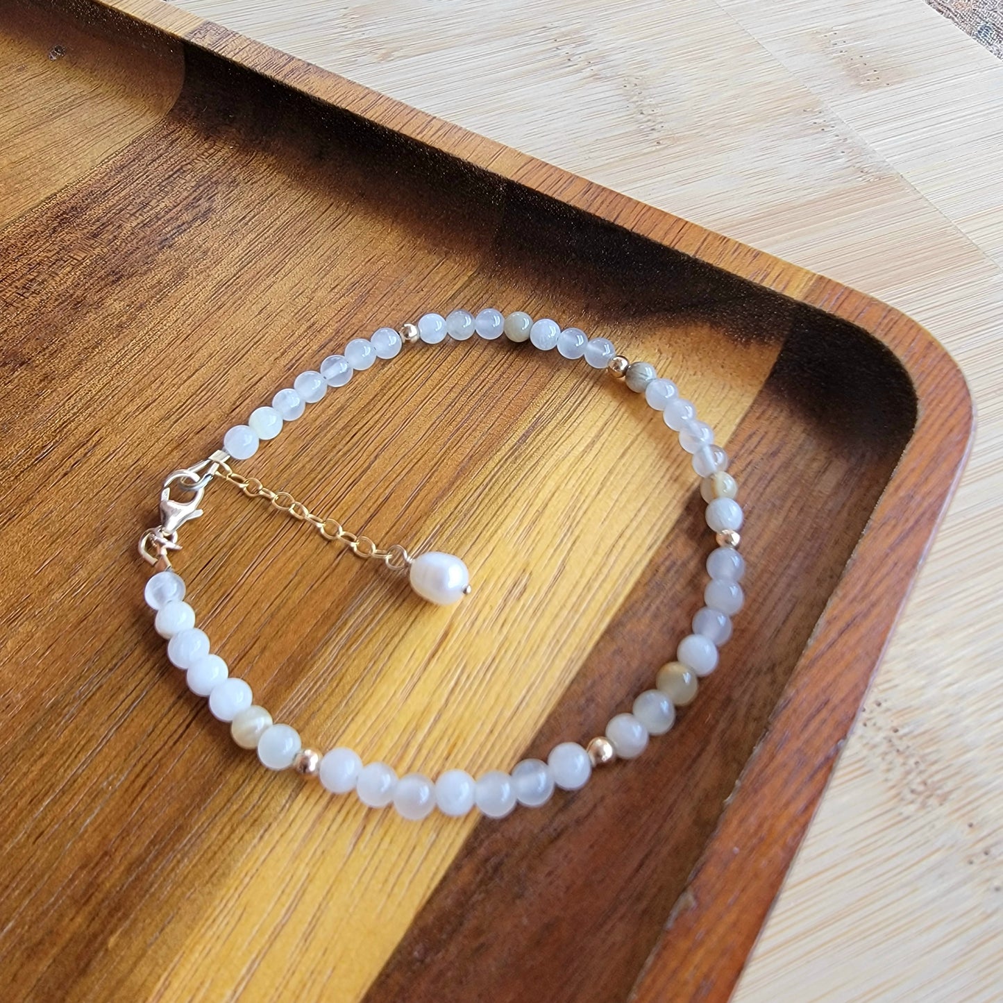 Italian onyx beaded anklet crystal gemstone ankle bracelet 14k gold filled