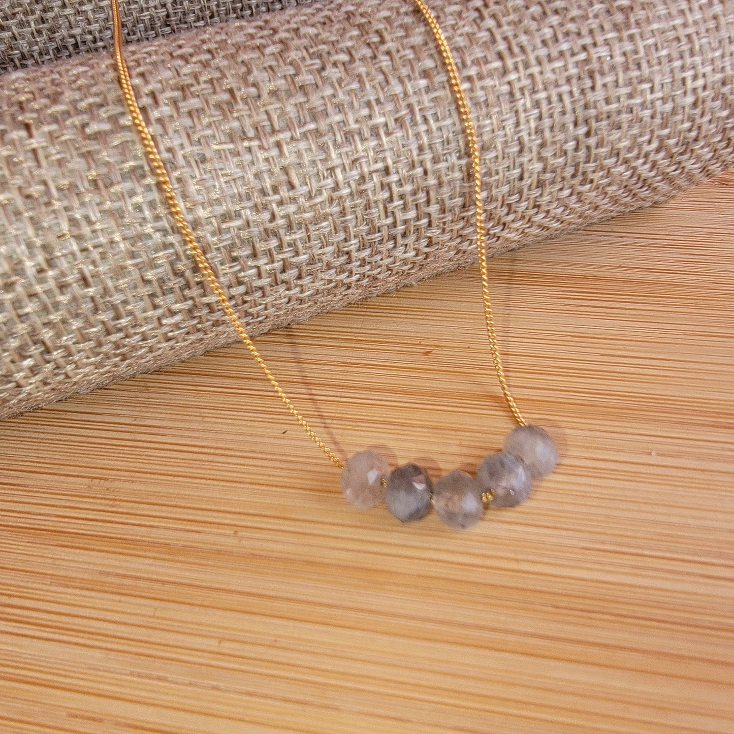 Labradorite Floating Necklace Crystal Gemstone 14K Gold Filled Minimalist Jewelry Handmade