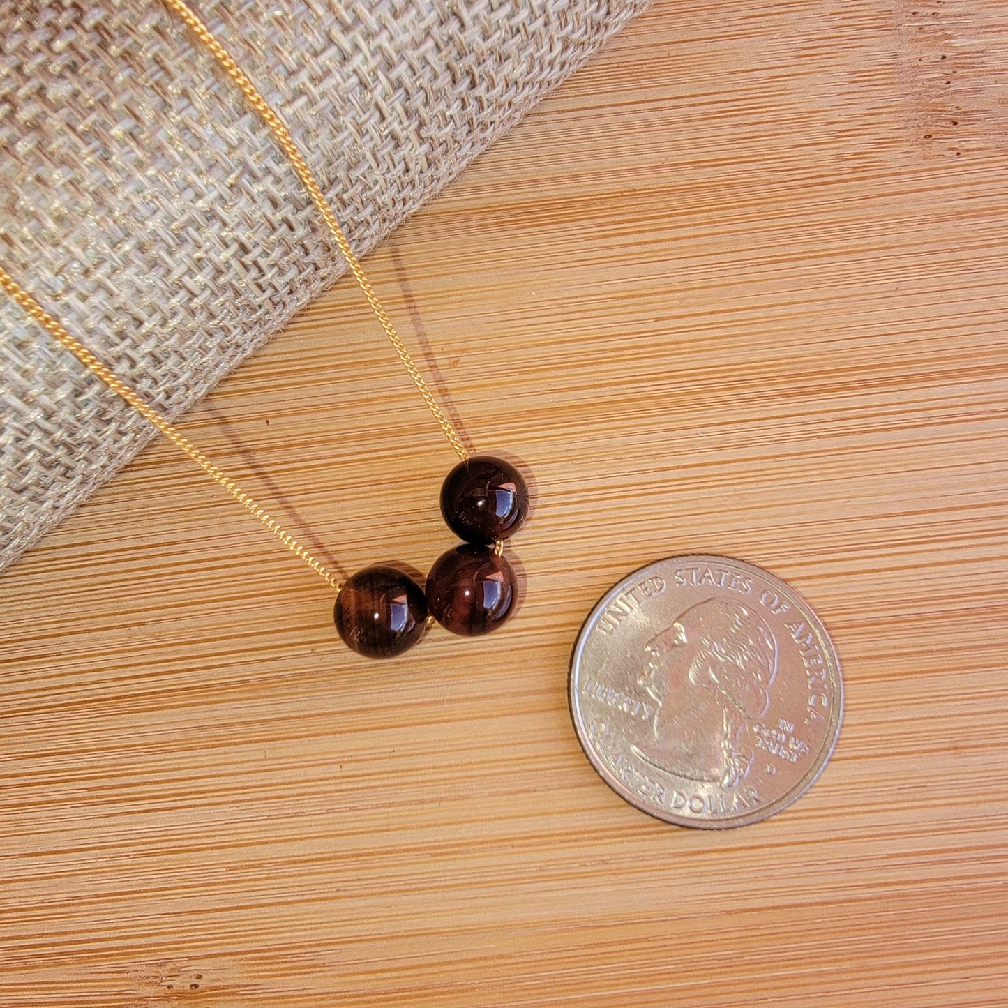 Red Agate Floating Necklace 3 Stone Crystal Gemstone Minimalist Jewelry Handmade Simple
