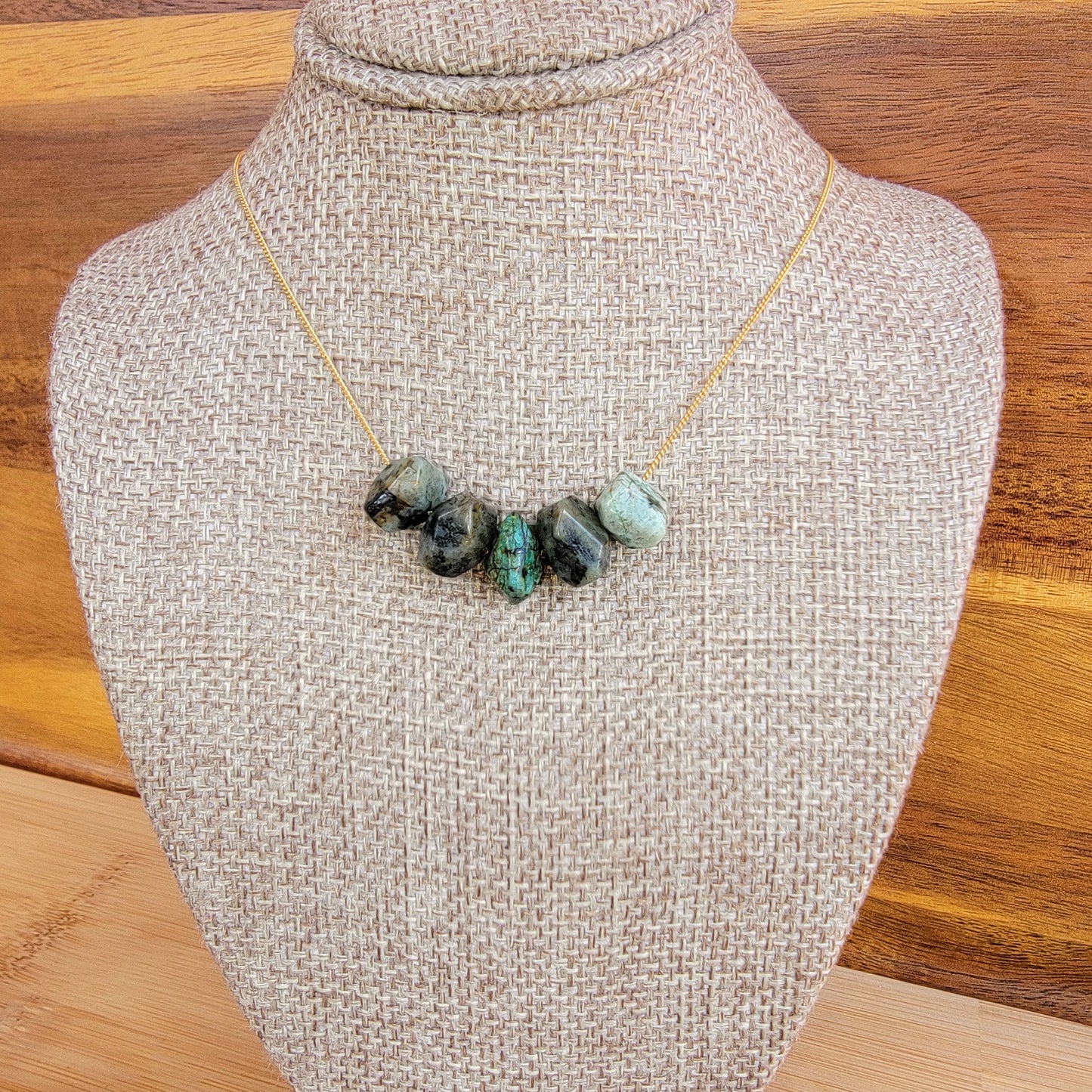 Turquoise Floating Necklace 5 Stone Crystal Gemstone Minimalist Jewelry December Birthstone