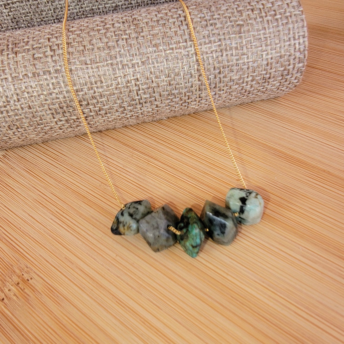 Turquoise Floating Necklace 5 Stone Crystal Gemstone Minimalist Jewelry December Birthstone