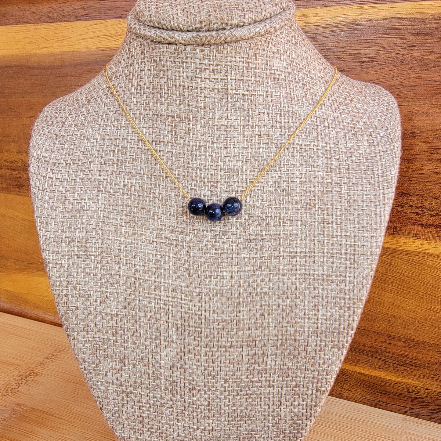 Kyanite Floating Necklace 3 stone Crystal Gemstone 14K Gold Filled Minimalist Jewelry Handmade