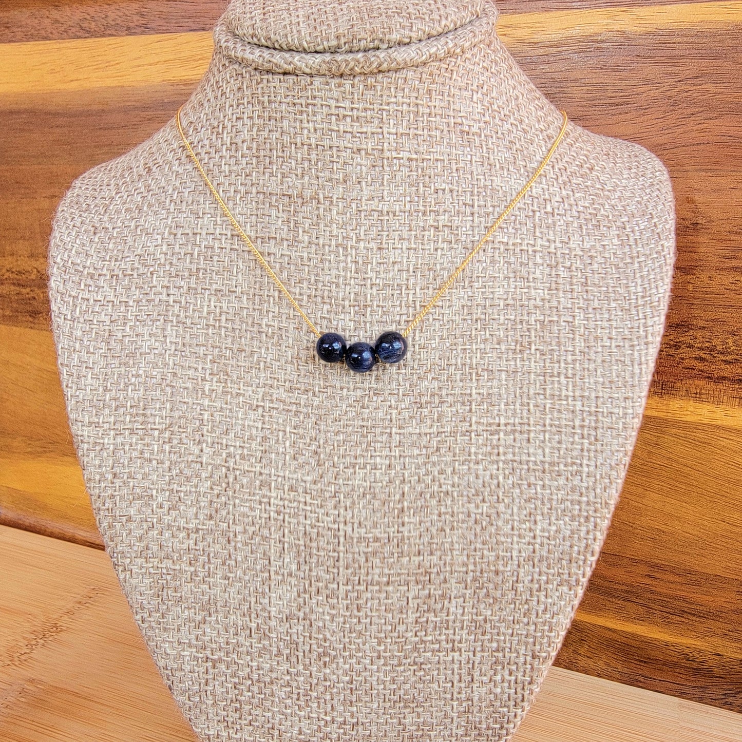 Kyanite Floating Necklace 3 Stone Crystal Gemstone Minimalist Jewelry Handmade Simple